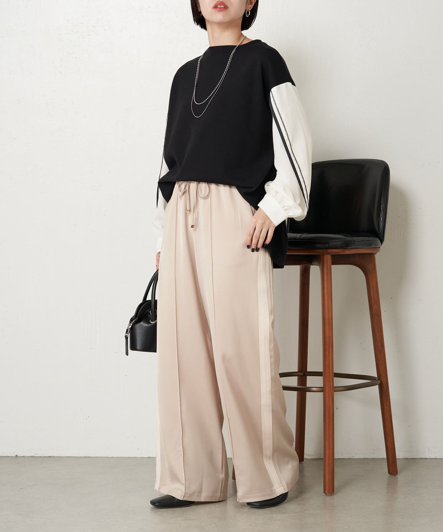 ♡*♡様 即完売　サイドベルトサテン Wide-pantsQua サテンサイドラインパンツ | Jena espace merveilleux(ジェナ