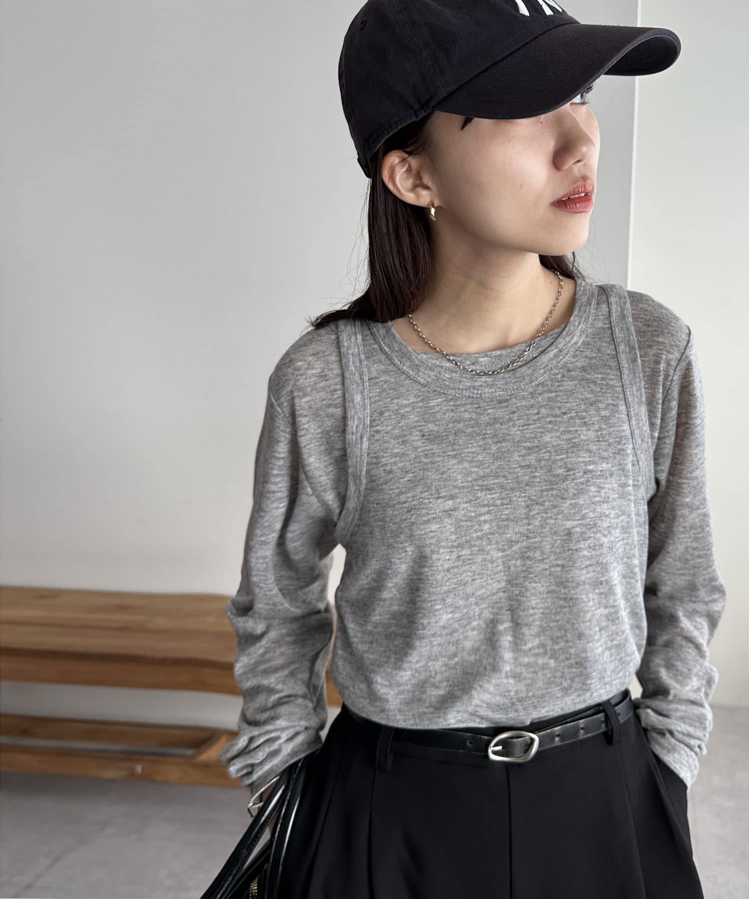 Discoat tシャツ リブレイヤード風半袖プルオーバー レディース