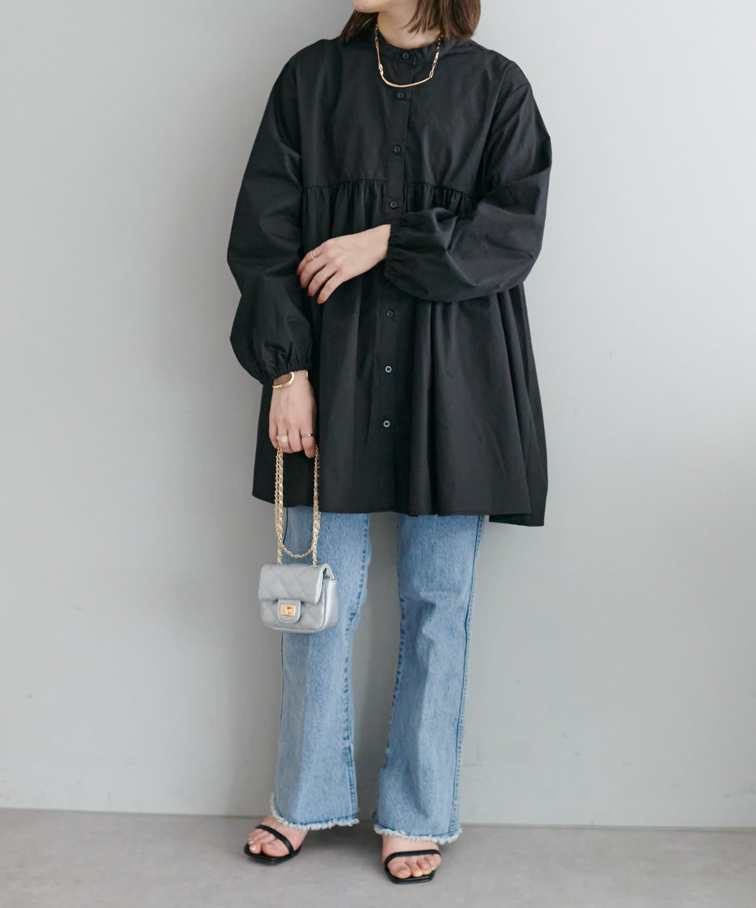 DISCOAT(ディスコート) 【新色追加!/WEB限定】ティアードギャザー長袖チュニック