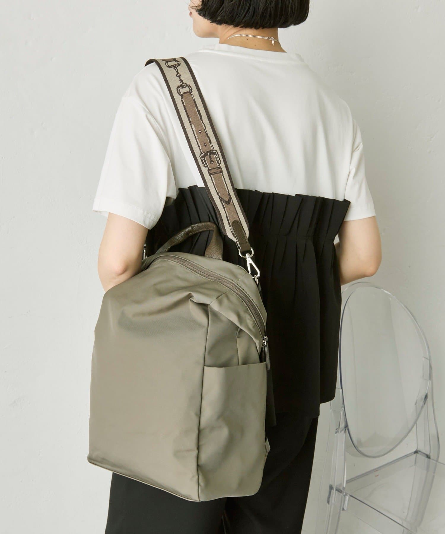 ear PAPILLONNER(イア パピヨネ) 【A4対応/撥水】柄ワイドテープリュック＆ショルダーバッグ