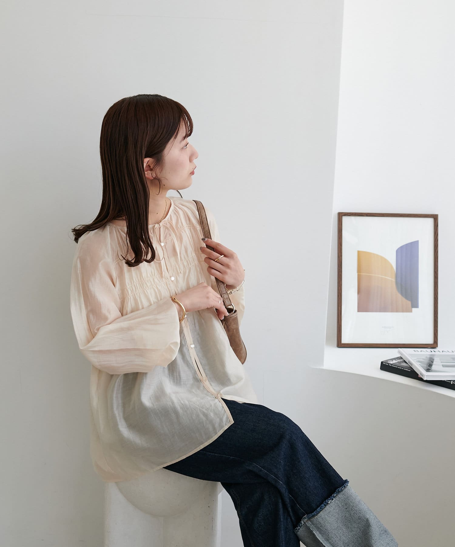 ブラウス シャツ 「WEB限定」シャーリング使いシアーブラウス レディース WEB限定】シャーリング使いシアーブラウス（シャツ/ブラウス