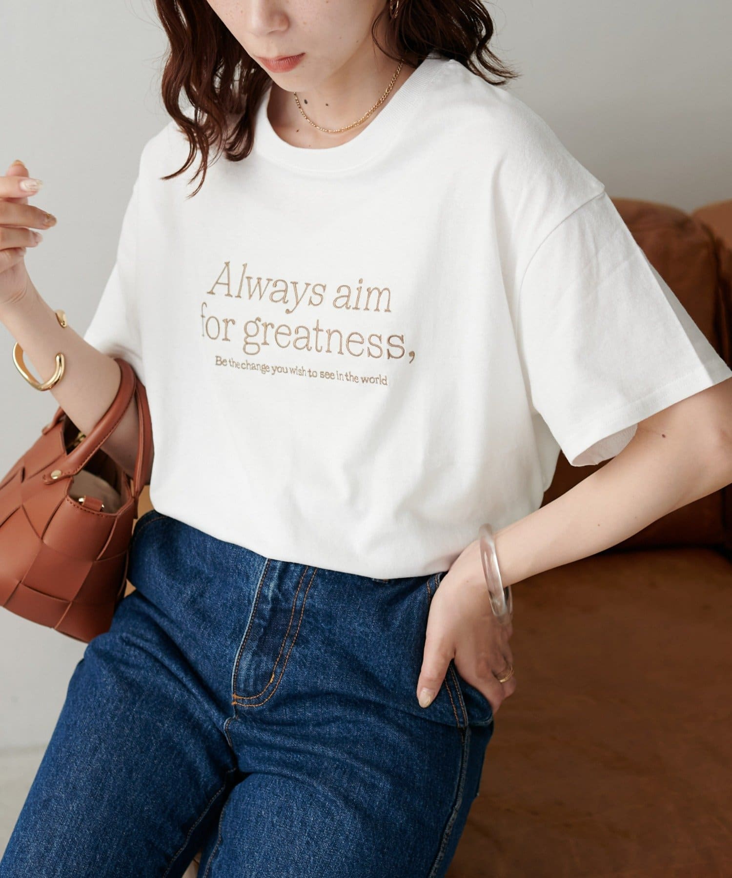 DISCOAT(ディスコート) レディース 【WEB限定】Always刺繍ロゴTシャツ ベージュ