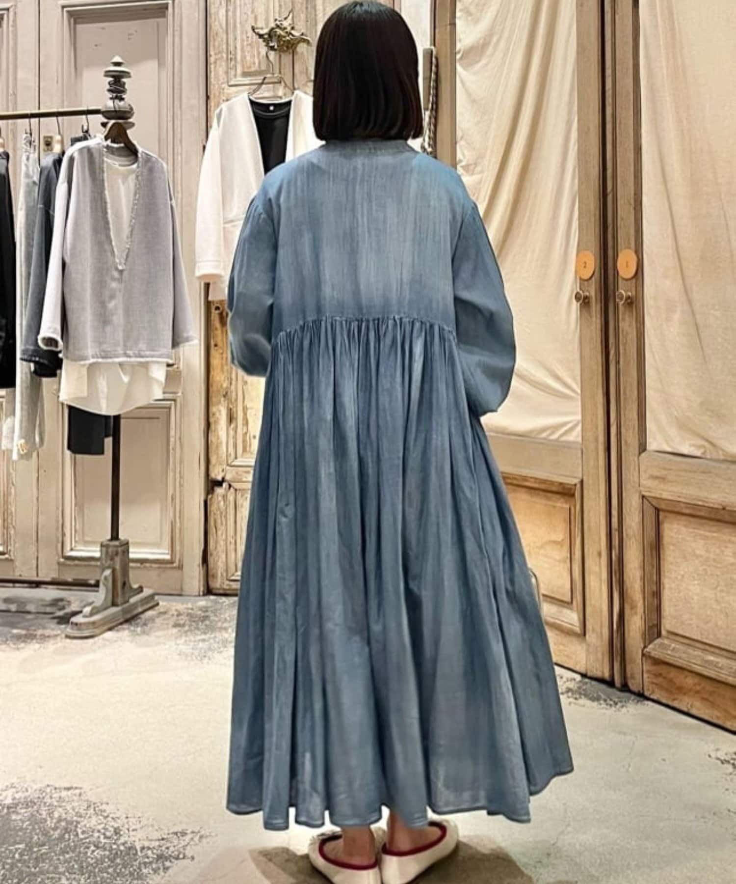 BEARDSLEY(ビアズリー) シフォンデニムギャザーワンピース