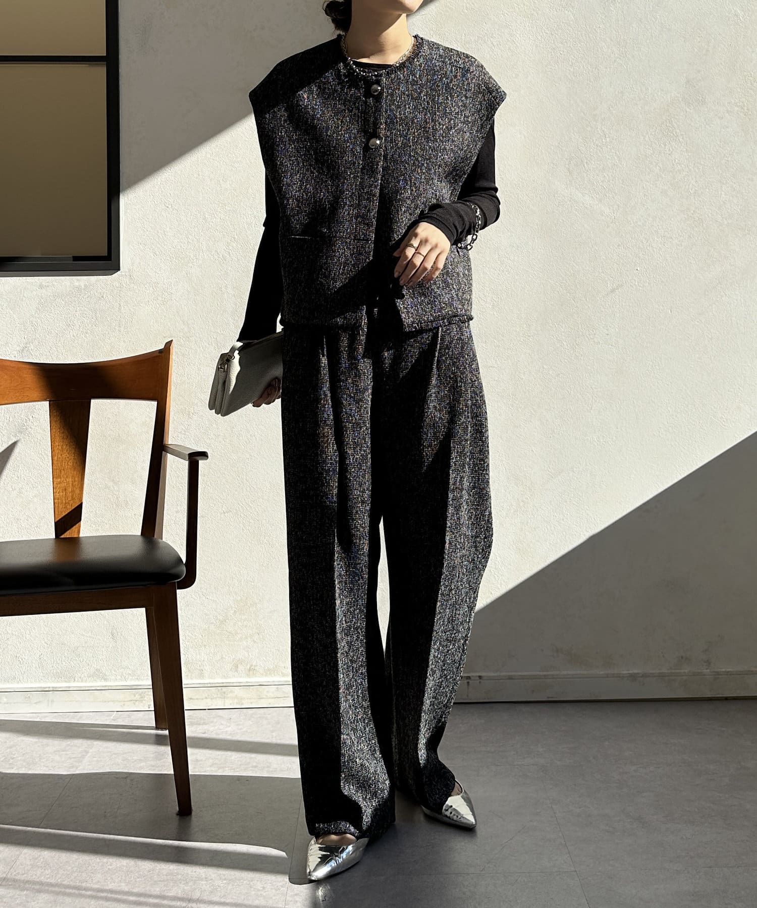 オケージョン対応】【WEB限定】ツイードショートベスト | DOUDOU