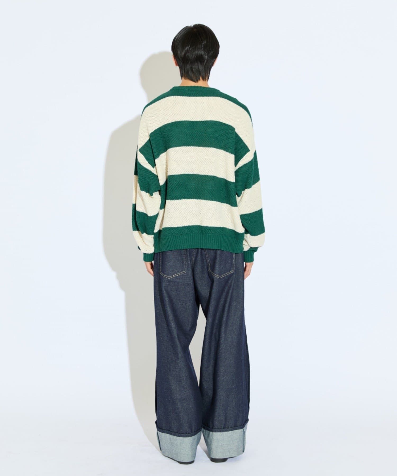 Lui's(ルイス) 【Neucon/ニューコン】ボリュームスリーブボーダーメッシュシアーニット