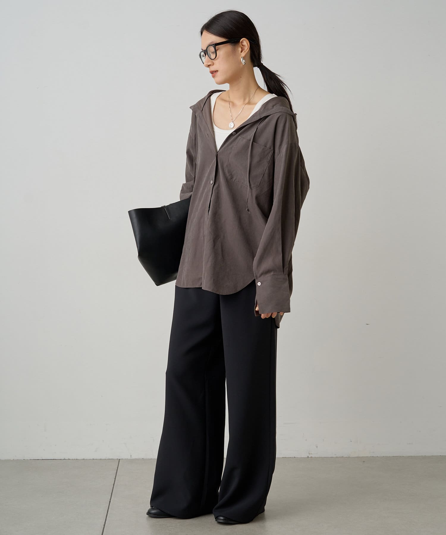 新品　ラウンジドレス　【Loungedress】フィブリルフードシャツ Loungedress】フィブリルフードシャツ | OUTLET(アウトレット