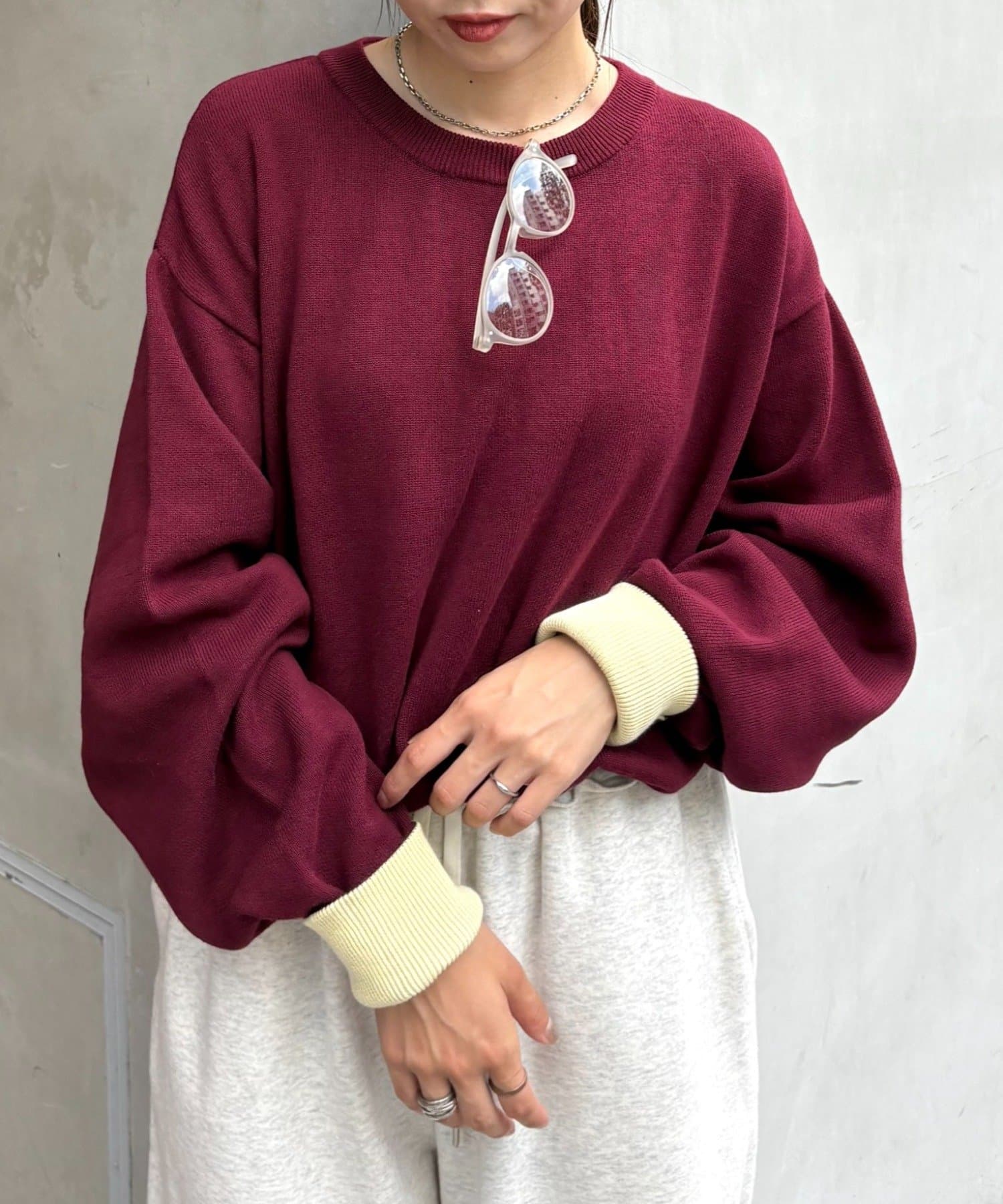 CIAOPANIC TYPY(チャオパニックティピー) 【洗えるニット】ユニセックスビックシルエットロンTeeライクニット