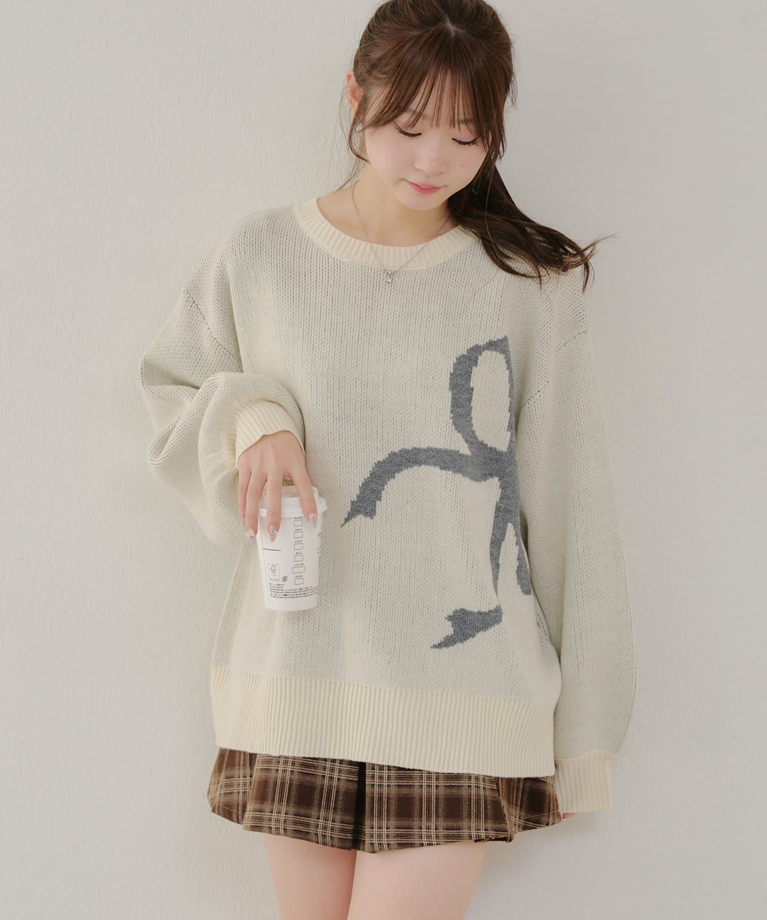 MARCHES】リボン柄ニットプルオーバー | Remind me and forever