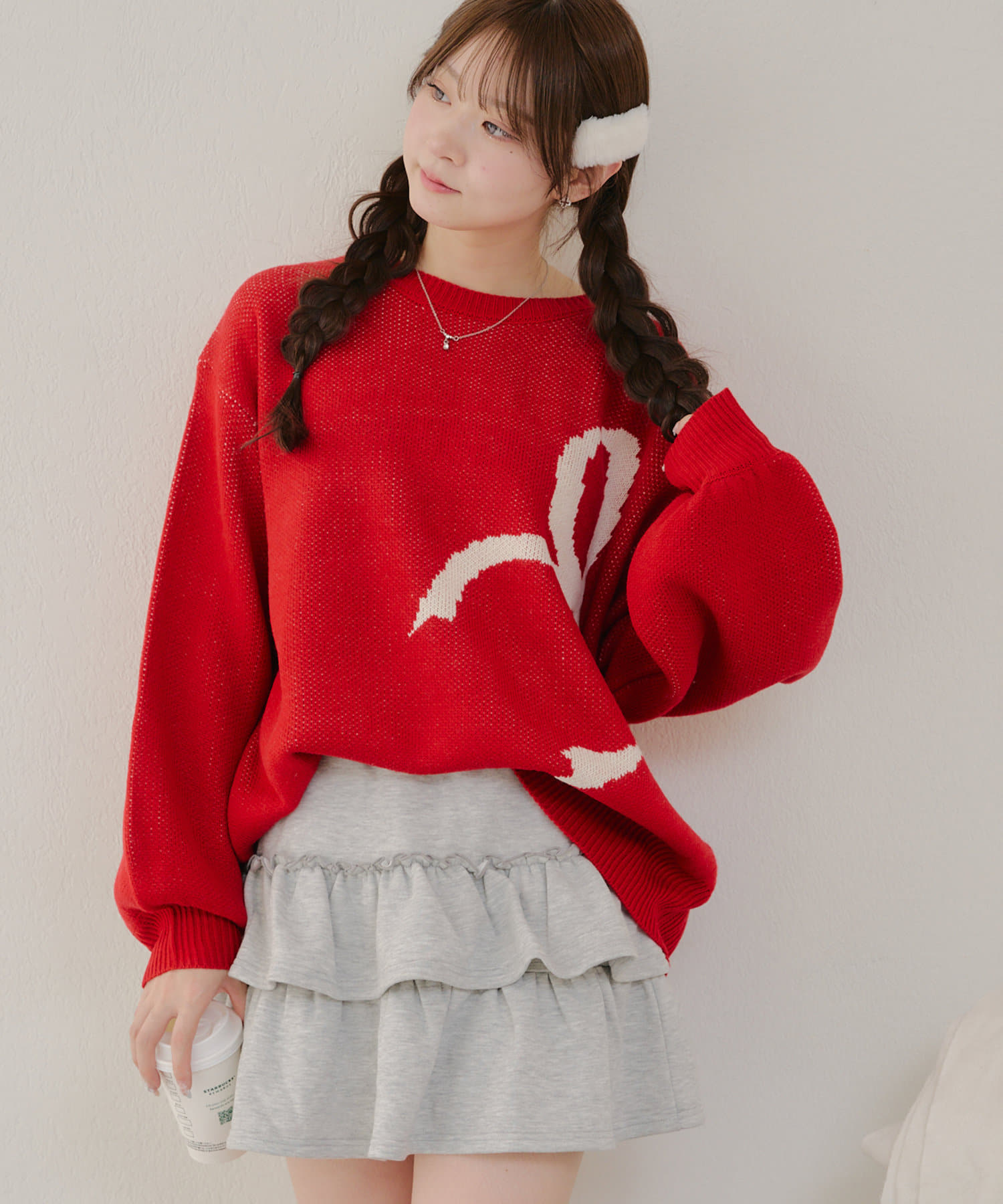 MARCHES】リボン柄ニットプルオーバー | Remind me and forever