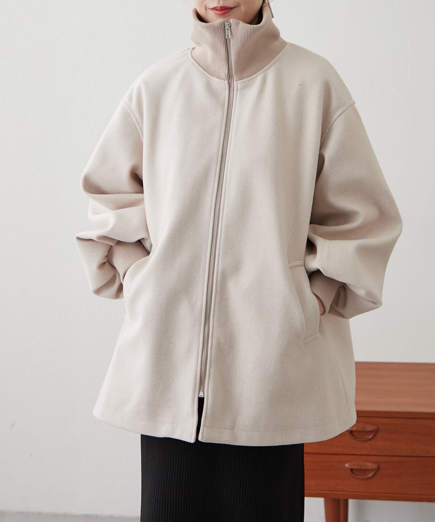 リブカラーミドルZIPコート | Remind me and forever(リマインドミー