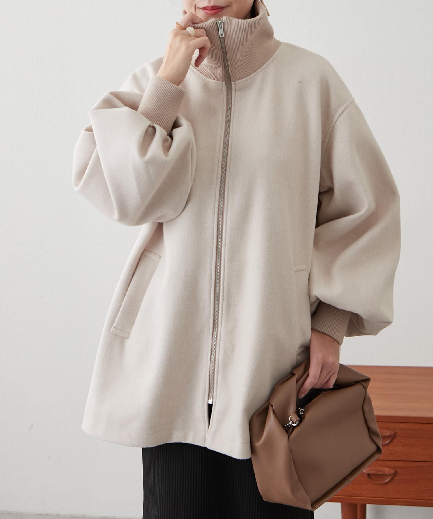 リブカラーミドルZIPコート | Remind me and forever(リマインドミー