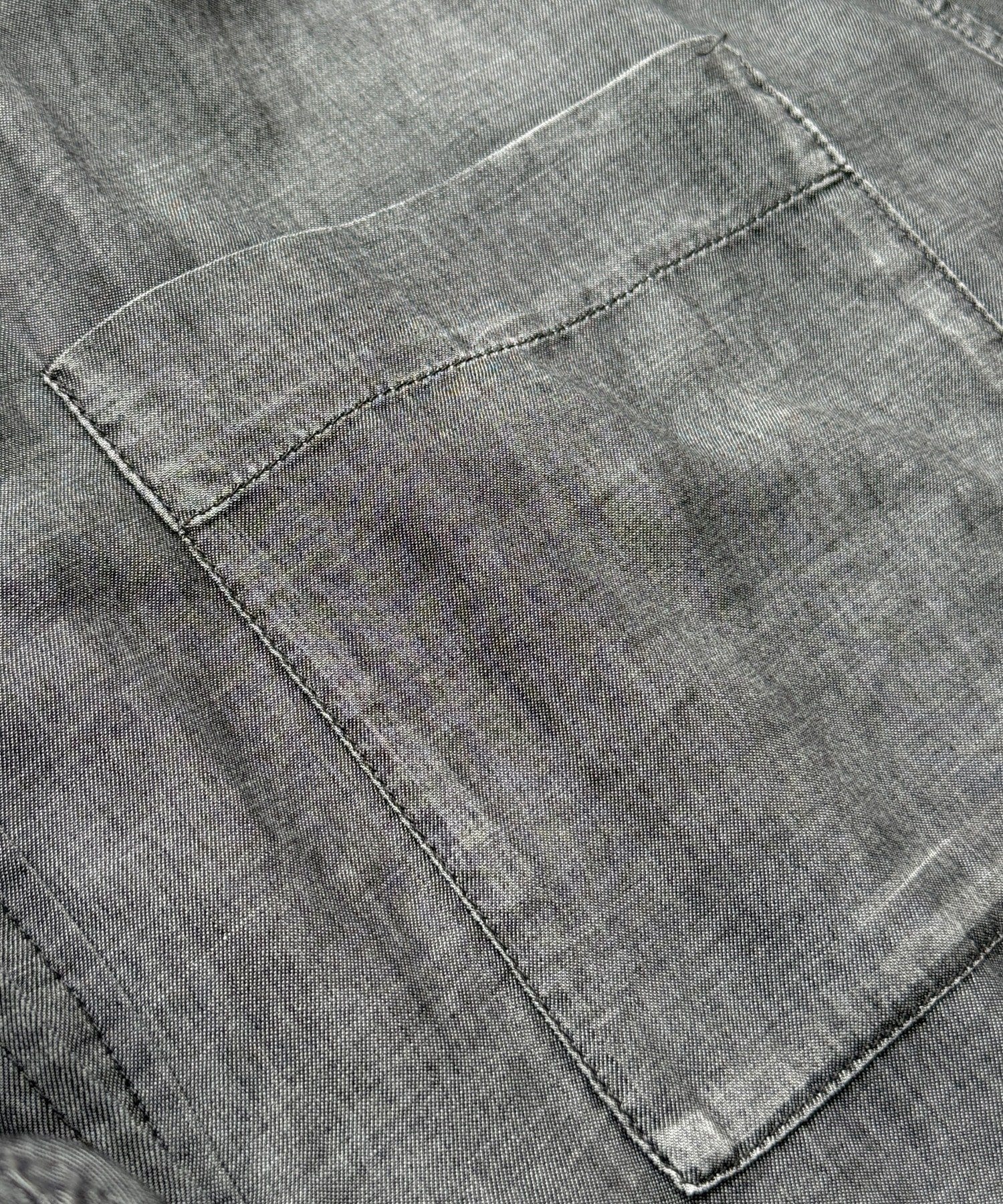 DOUDOU(ドゥドゥ) 【累計販売数1万枚突破！】【透けデニムシャツ】袖リブシアーデニムシャツ