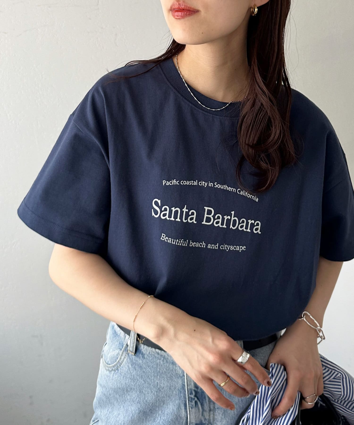 DISCOAT(ディスコート) レディース 【WEB限定】Santa BarbaraロゴプリントロンT ネイビー