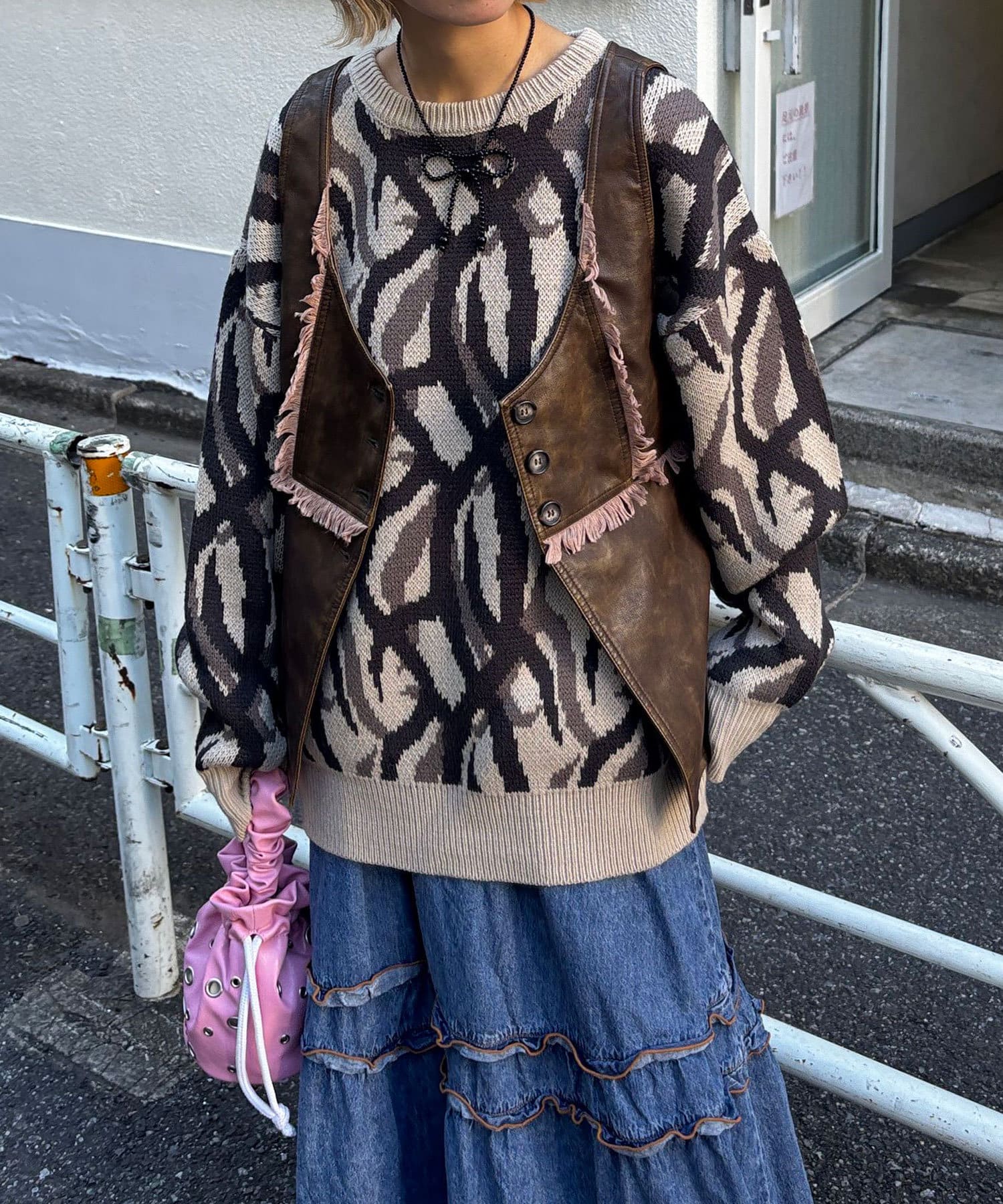 ビンテージライクフリンジレザーベスト | CIAOPANIC(チャオ