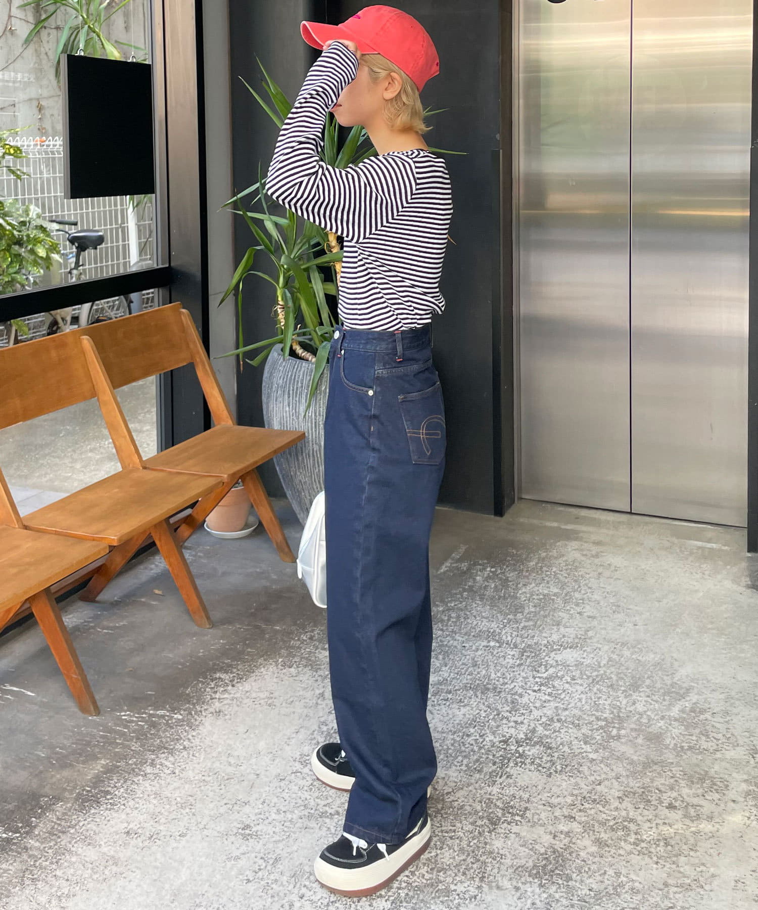 CIAOPANIC(チャオパニック) 【cian denim/シアンデニム】ハイウエストルーズストレートデニム#001