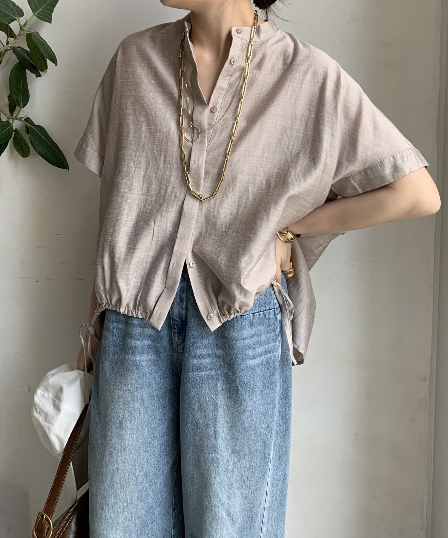 DOUDOU(ドゥドゥ) 【WEB限定】シアーリネンシャンブレーシャツ