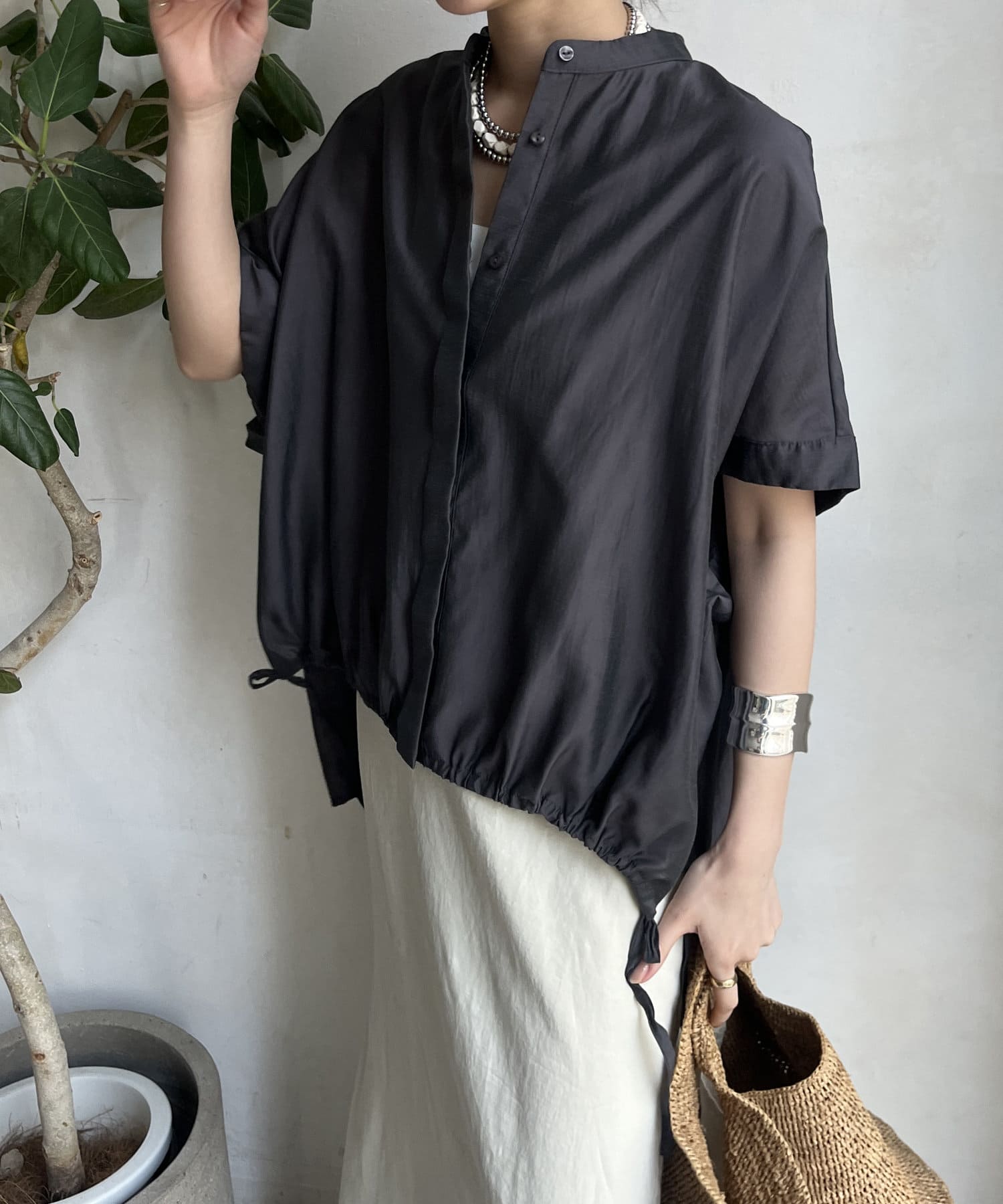 DOUDOU(ドゥドゥ) 【WEB限定】シアーリネンシャンブレーシャツ