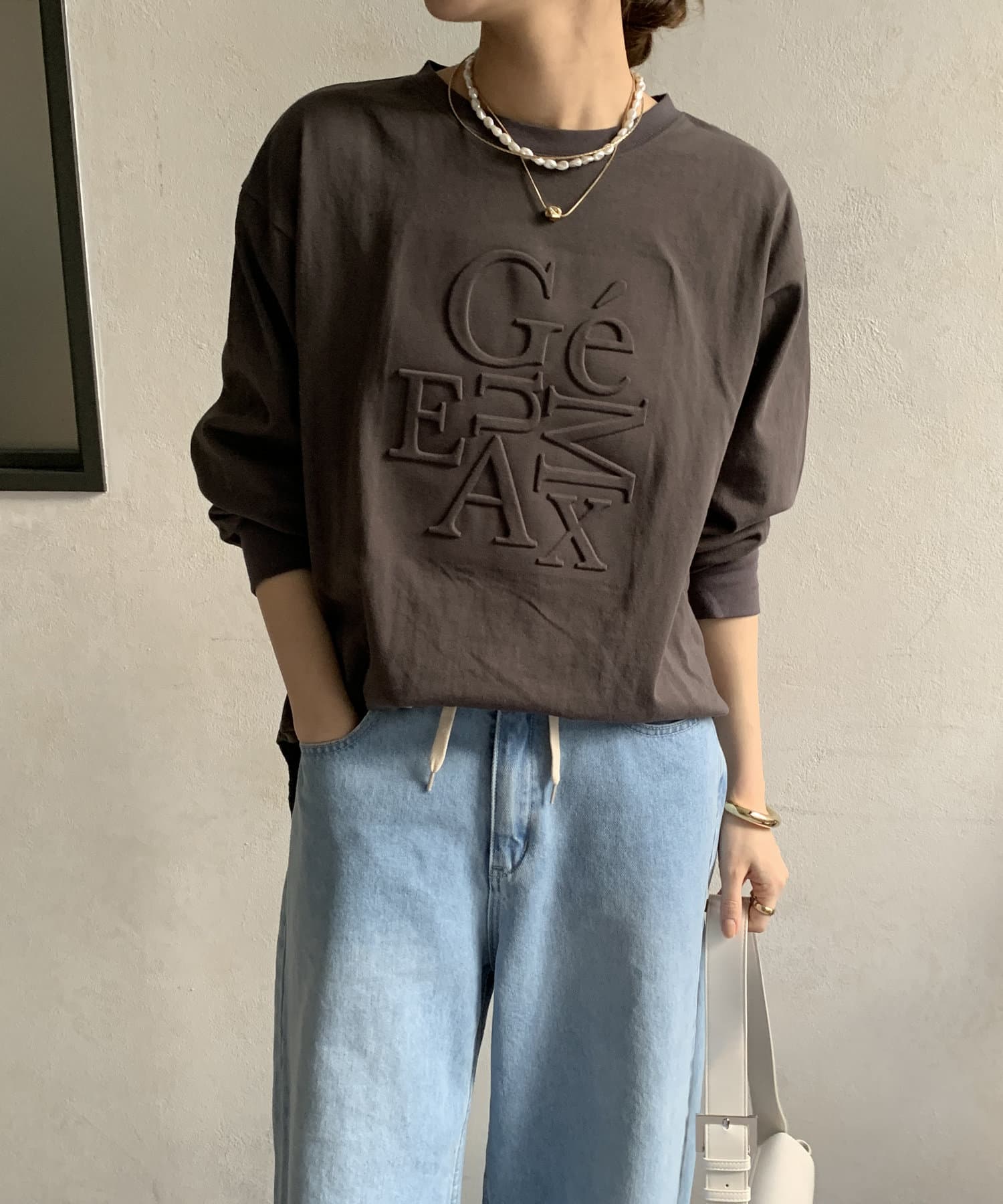 DOUDOU(ドゥドゥ) 【WEB限定】GeEuMAXエンボスプリントTEE