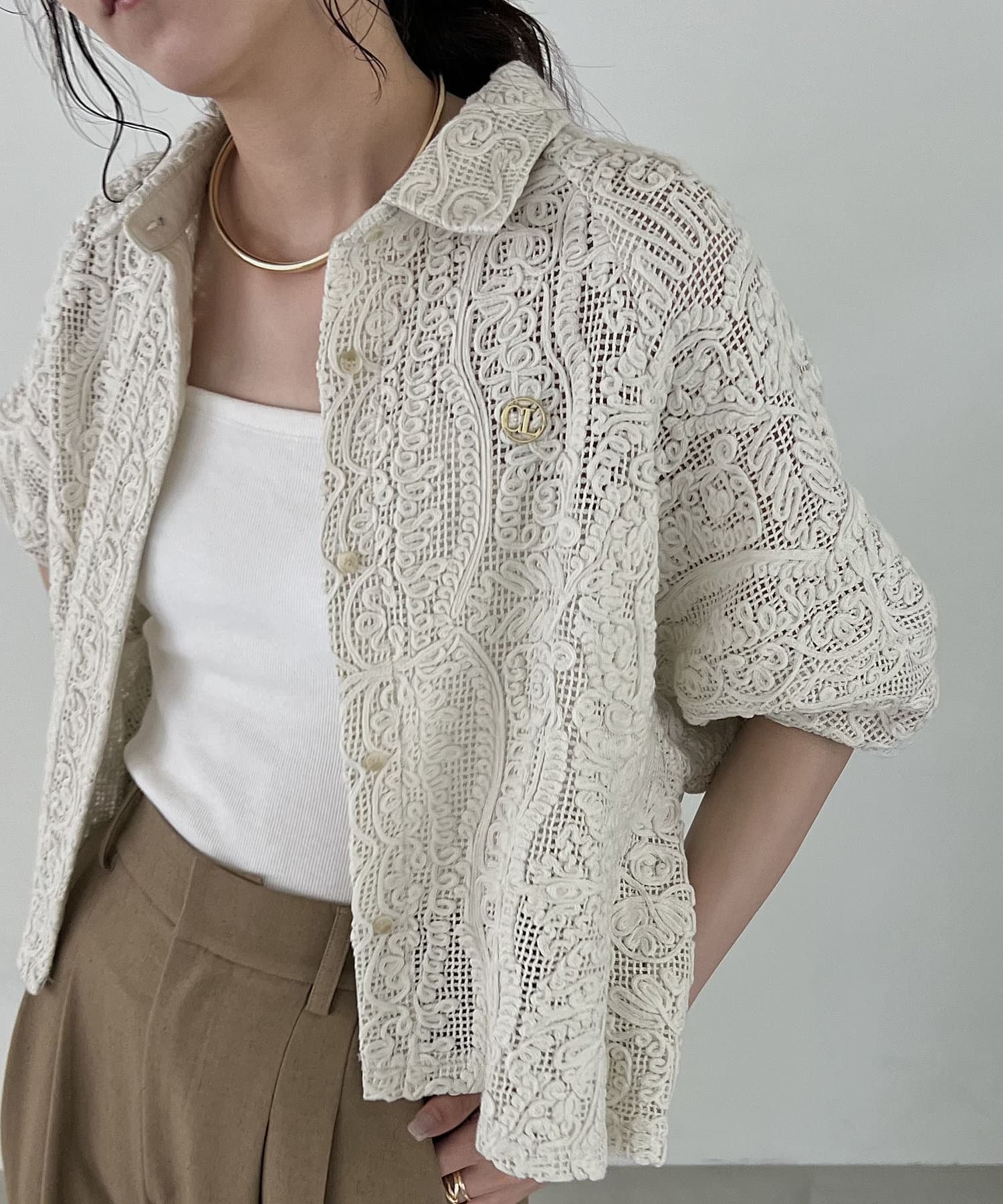 CAPRICIEUX LE'MAGE レースパフシャツ CAPRICIEUX LE'MAGE】レースパフシャツ | OUTLET(アウトレット