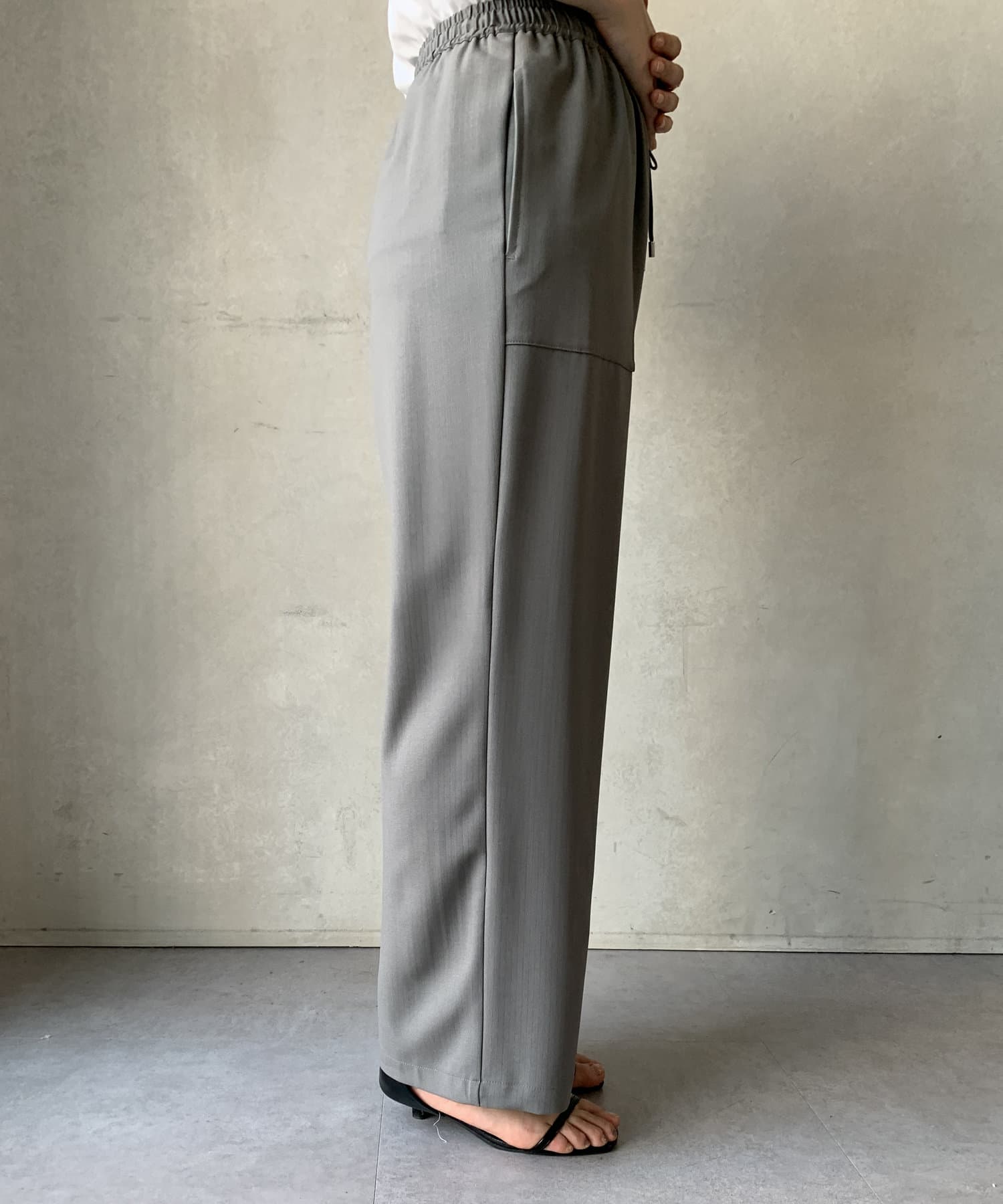 DOUDOU(ドゥドゥ) 【WEB限定】フィルムストライプワイドパンツ