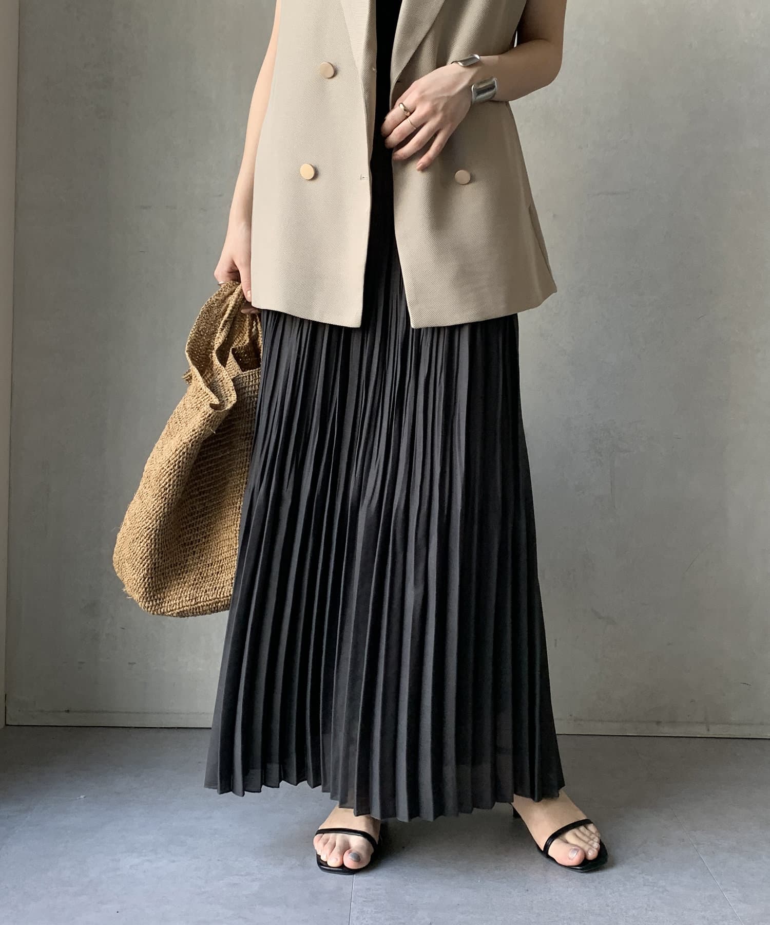 DOUDOU(ドゥドゥ) 【WEB限定】リネンライクシアースラブスカート