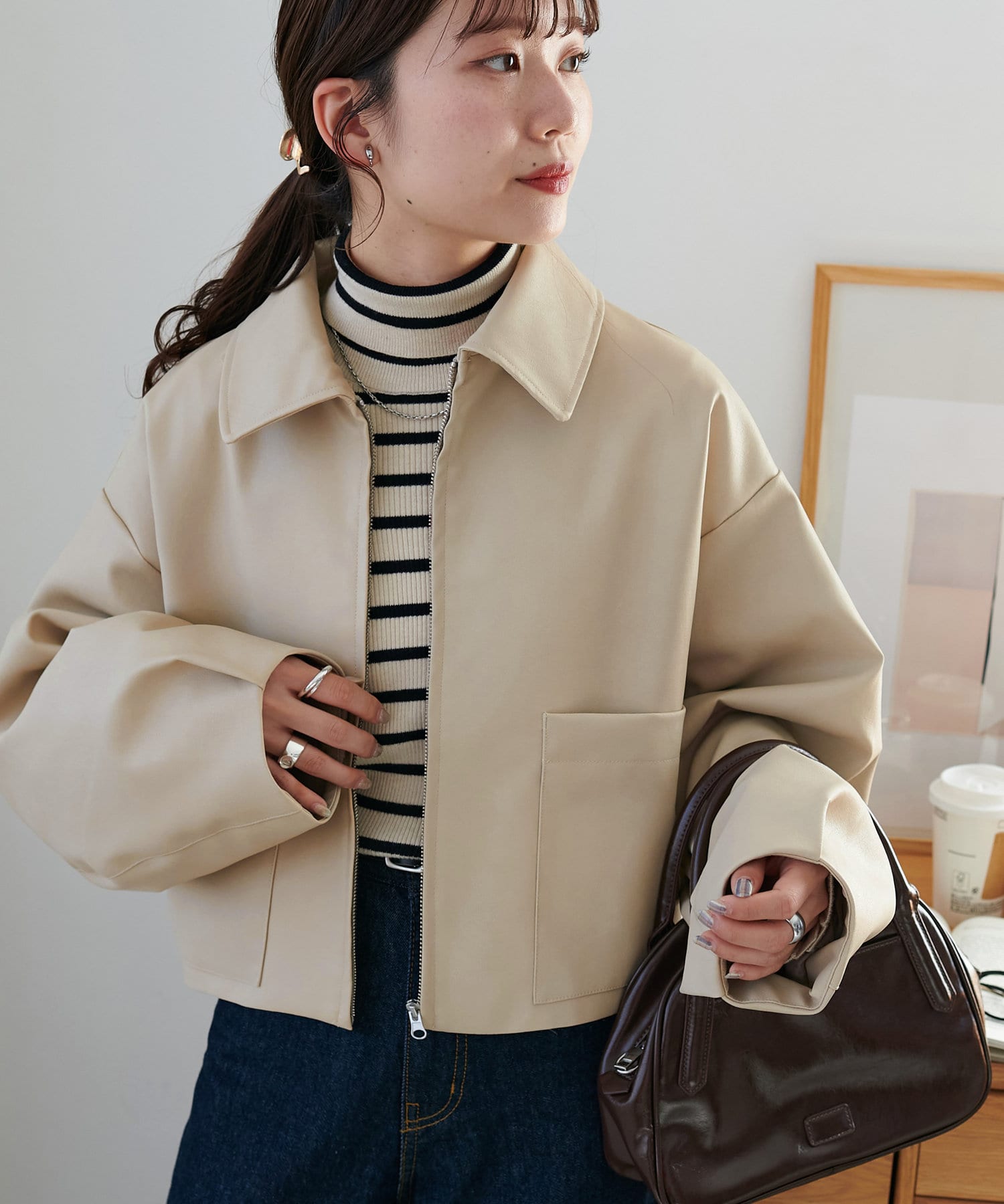 最終値下げ価格【omekashi】フェイクレザーテーラードジャケット