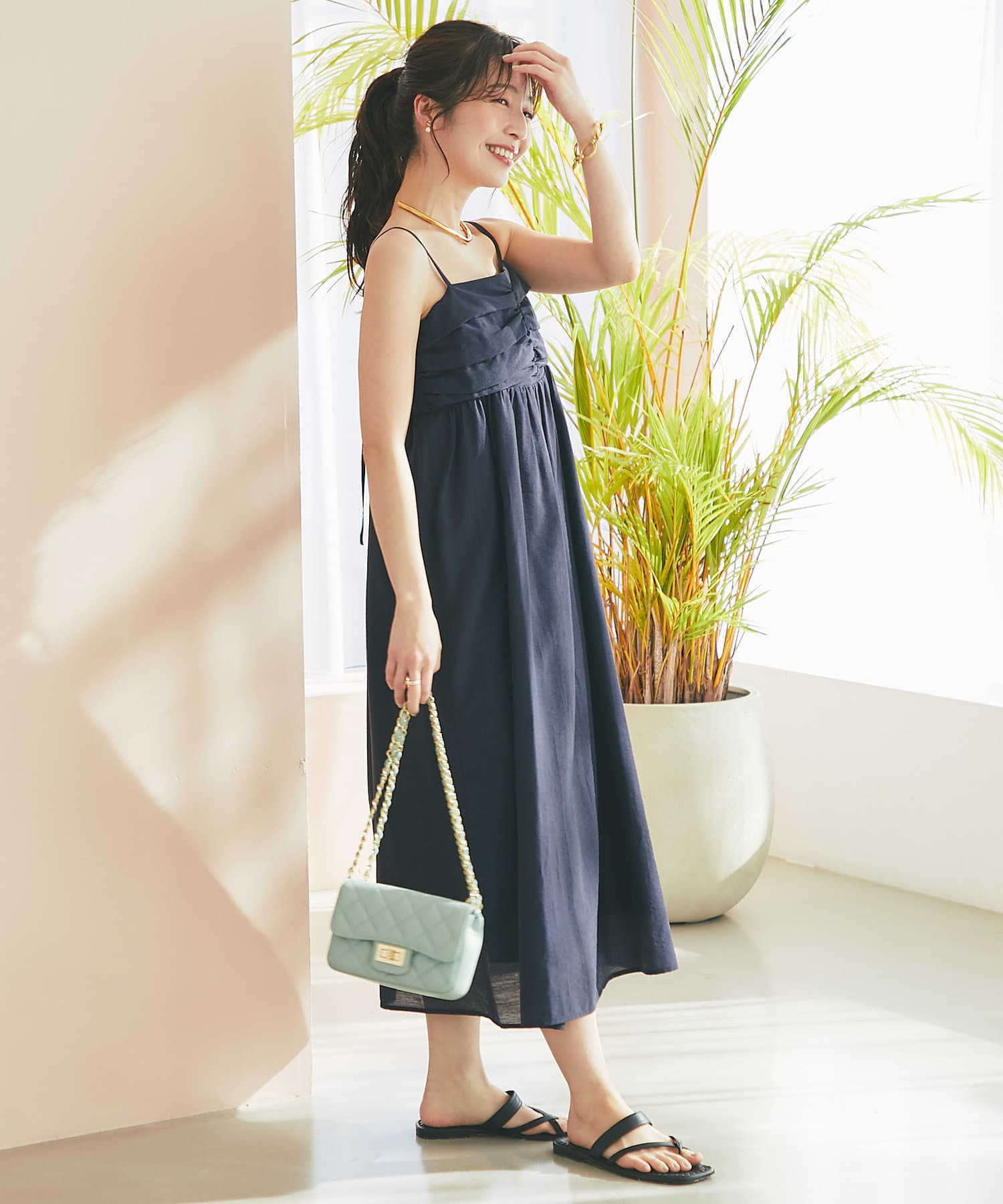 La boutique BonBon(ラブティックボンボン) 【セットアップ可】レーヨンリネンシアースラブワンピース