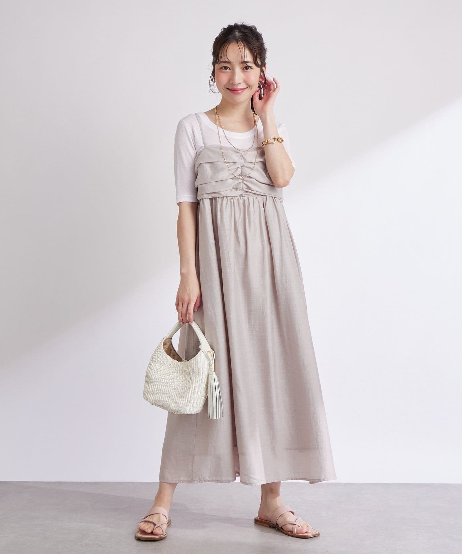 La boutique BonBon(ラブティックボンボン) 【セットアップ可】レーヨンリネンシアースラブワンピース