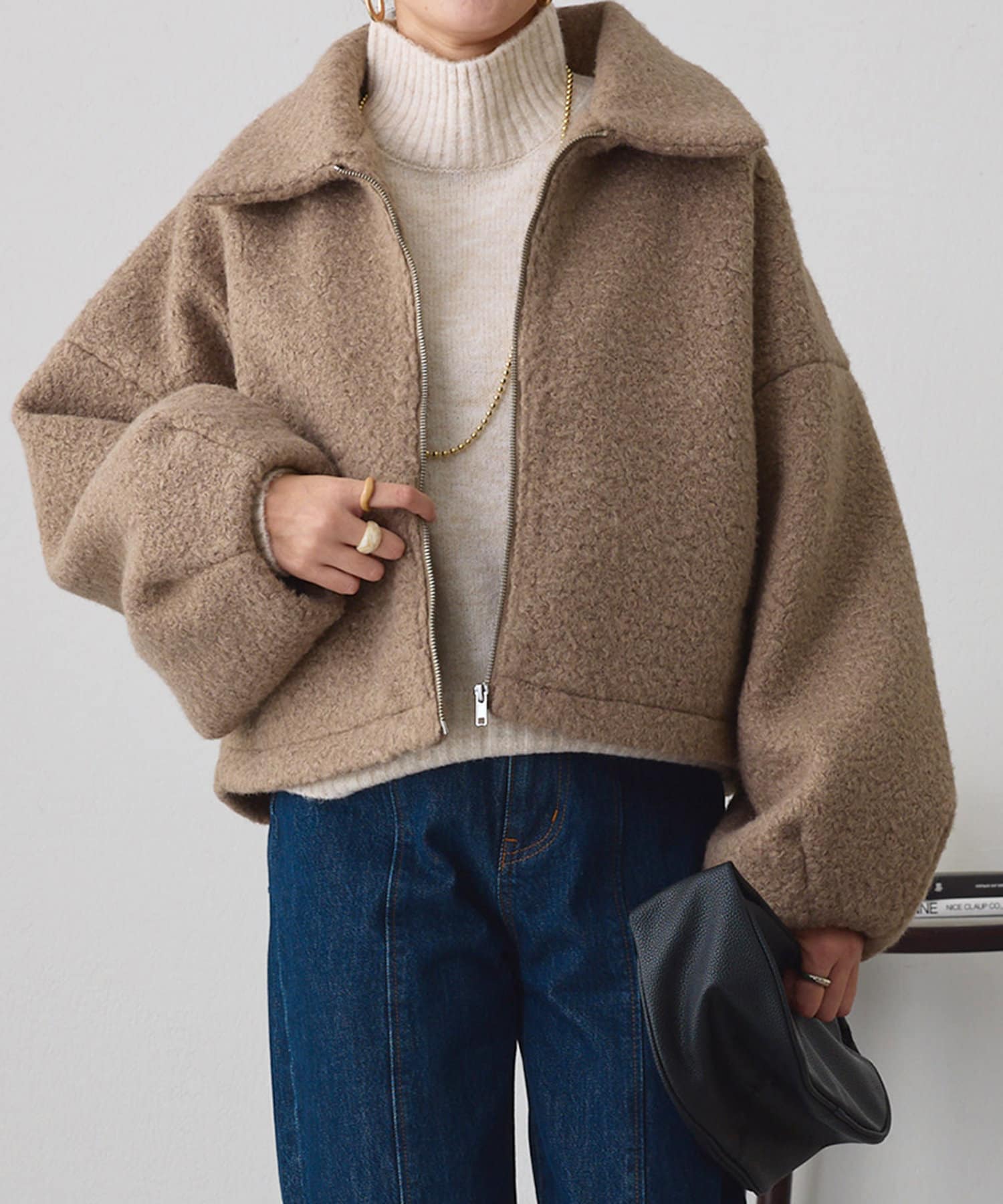 まぁみ♡さん  GDラインスリーブショートジャケット セール】スタンドカラー3WAYクロップドジャケット（その他アウター