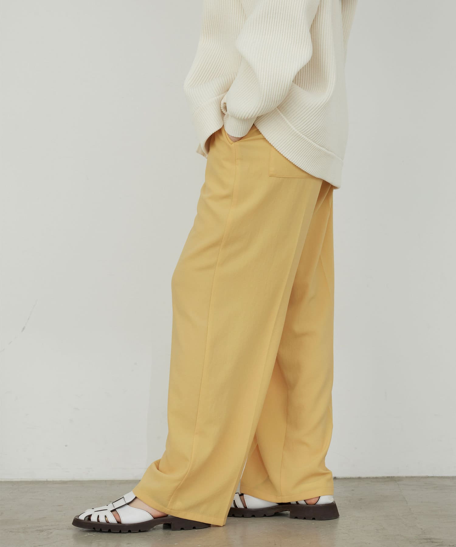 GALLARDAGALANTE パンツ ジャージーワイドタックパンツ
