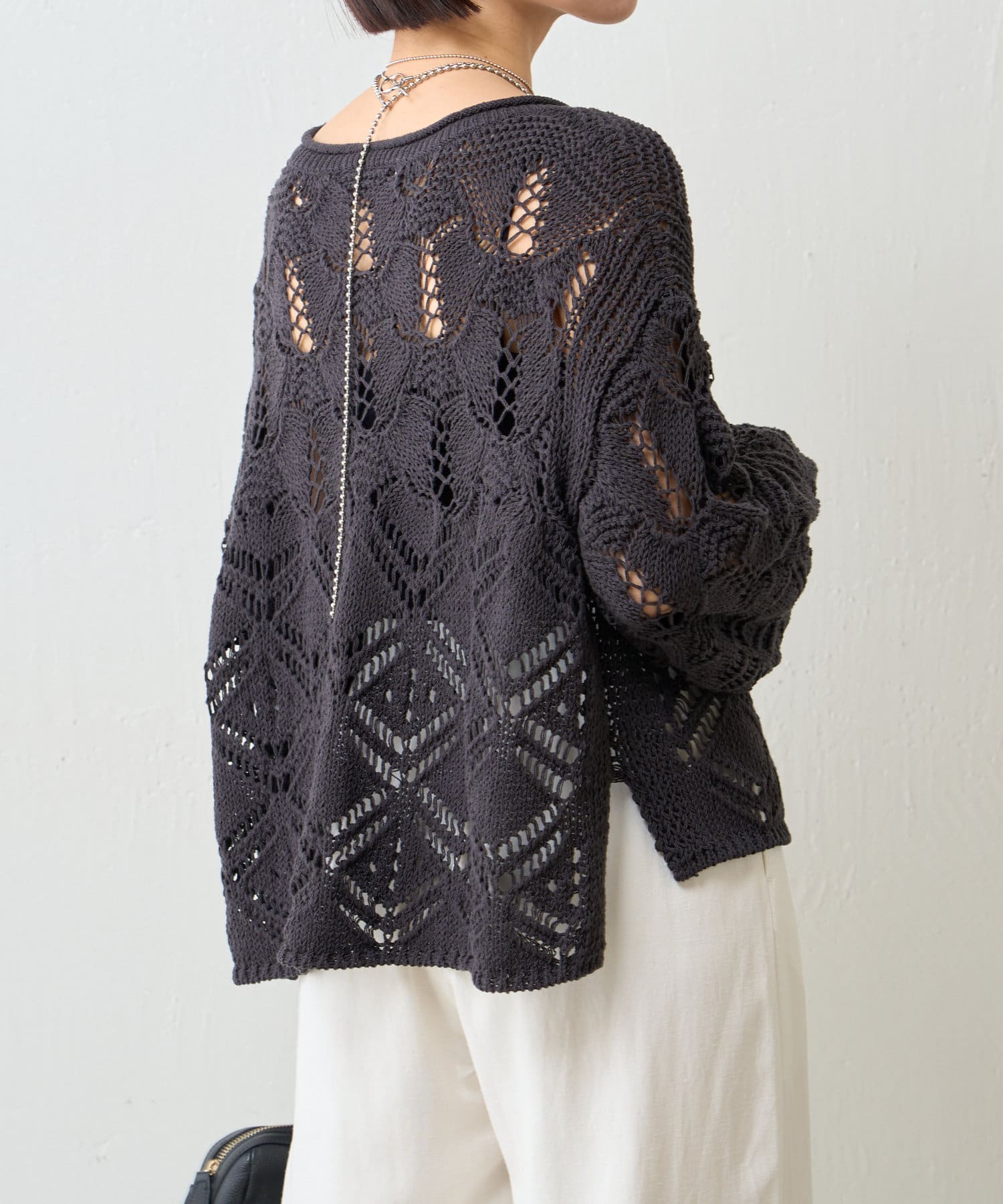 Jena　espace merveilleux(ジェナ　エスパスメルヴェイユ) スカシ編みボートニット