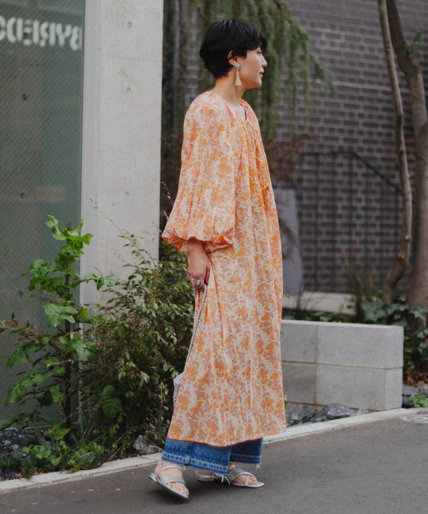 oldhoney シアーワンピース forksy.】シアーレイヤード ギャザーデザイン キャミワンピース