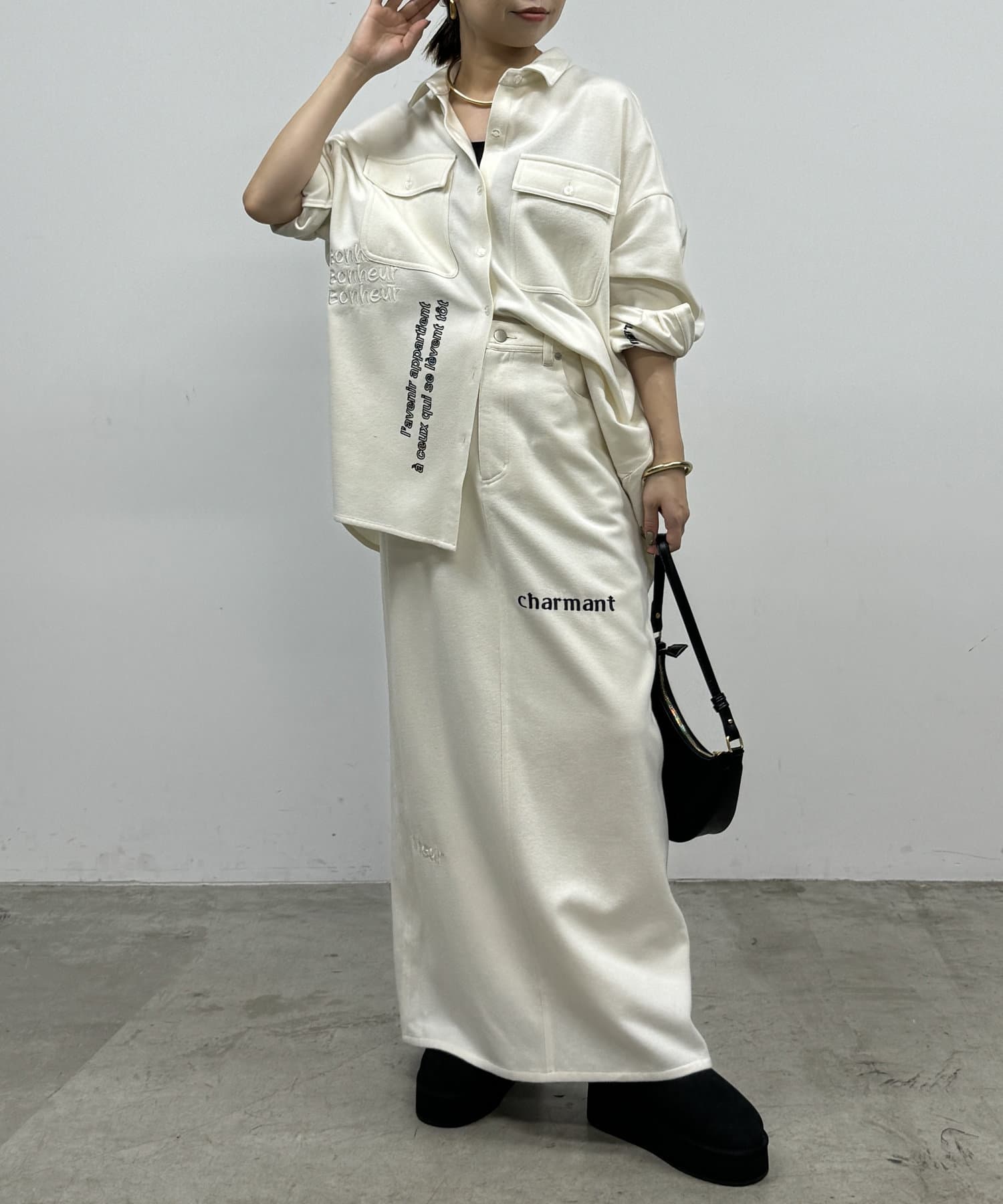 冬ギフト  Loungedress】刺繍ウールシャツ OUTLET(アウトレット | トップス