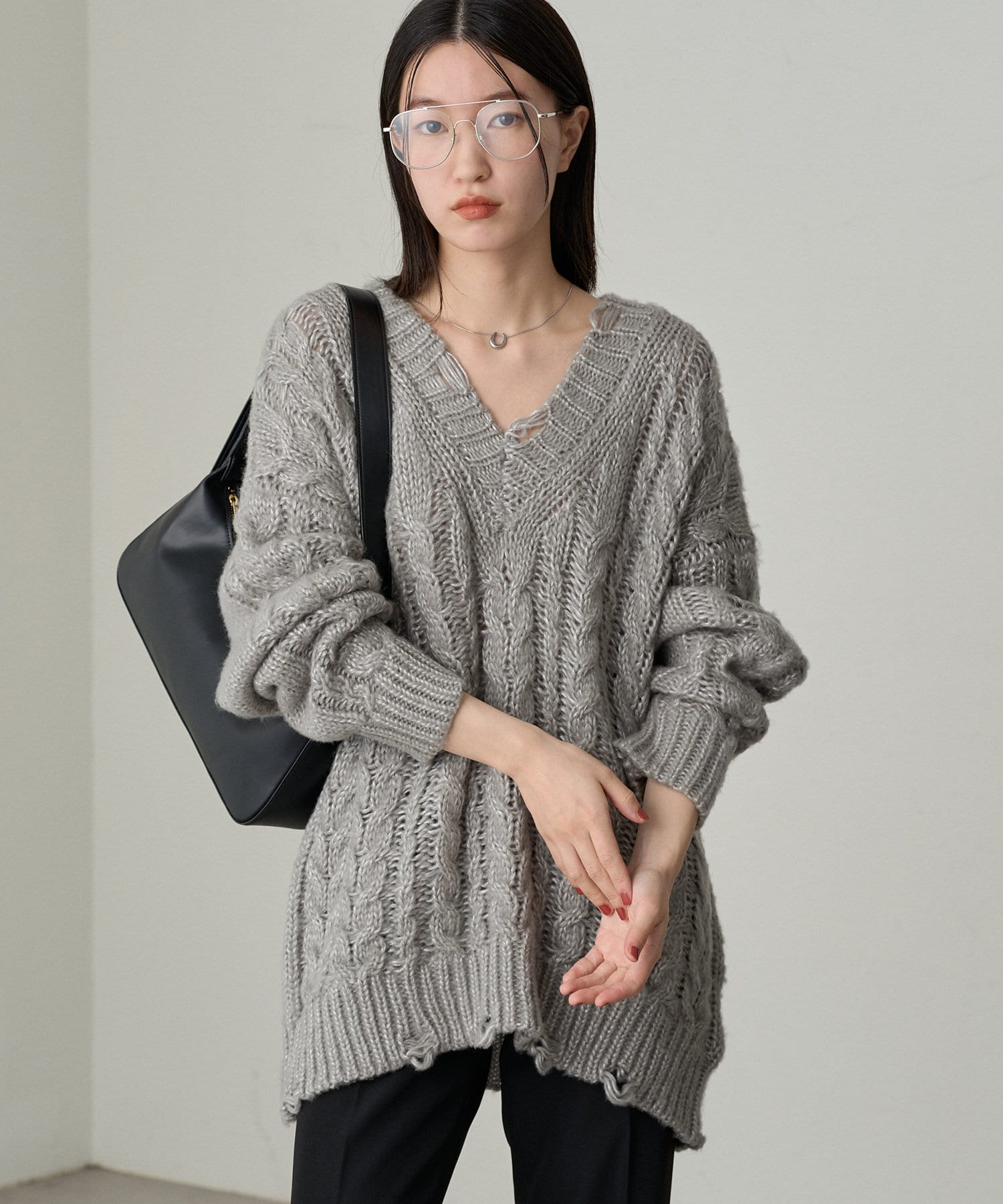 Loungedress】深Vケーブルニット | OUTLET(アウトレット)レディース