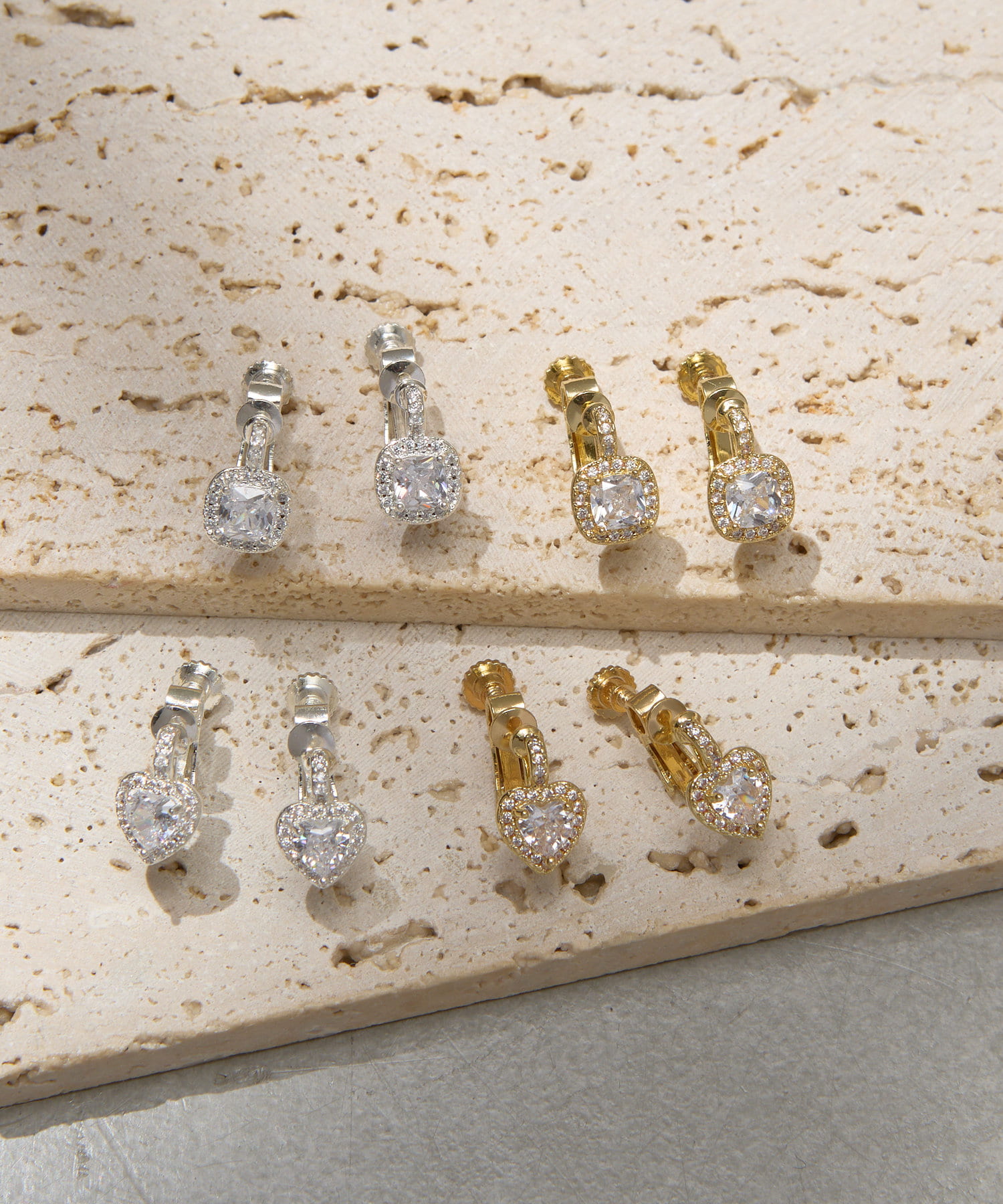 Lattice(ラティス) ビジューハートイヤリング