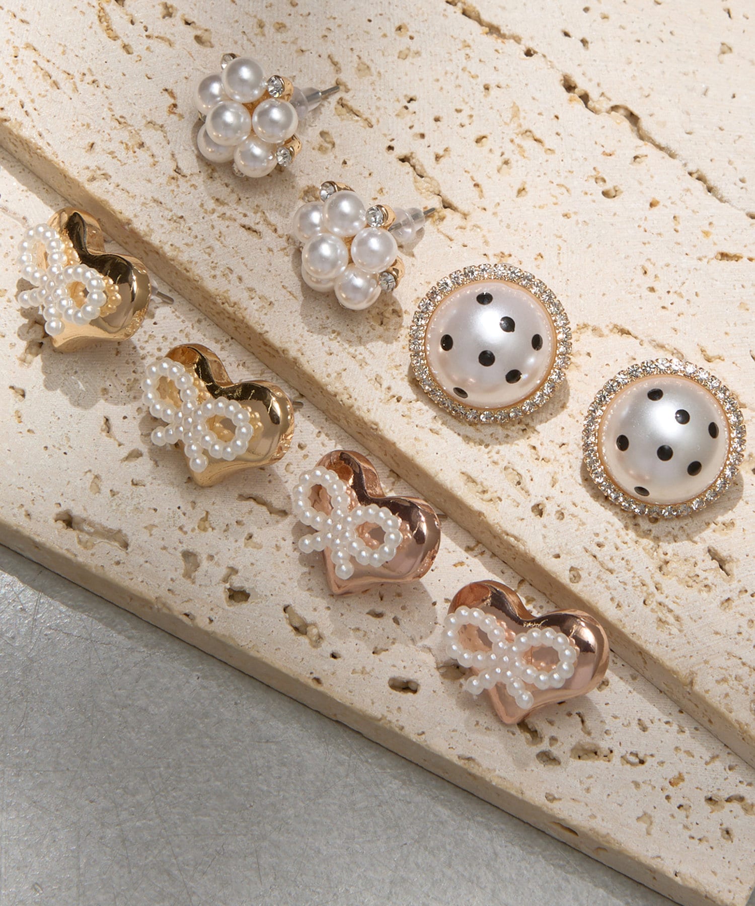 Lattice(ラティス) パールリボンハートピアス