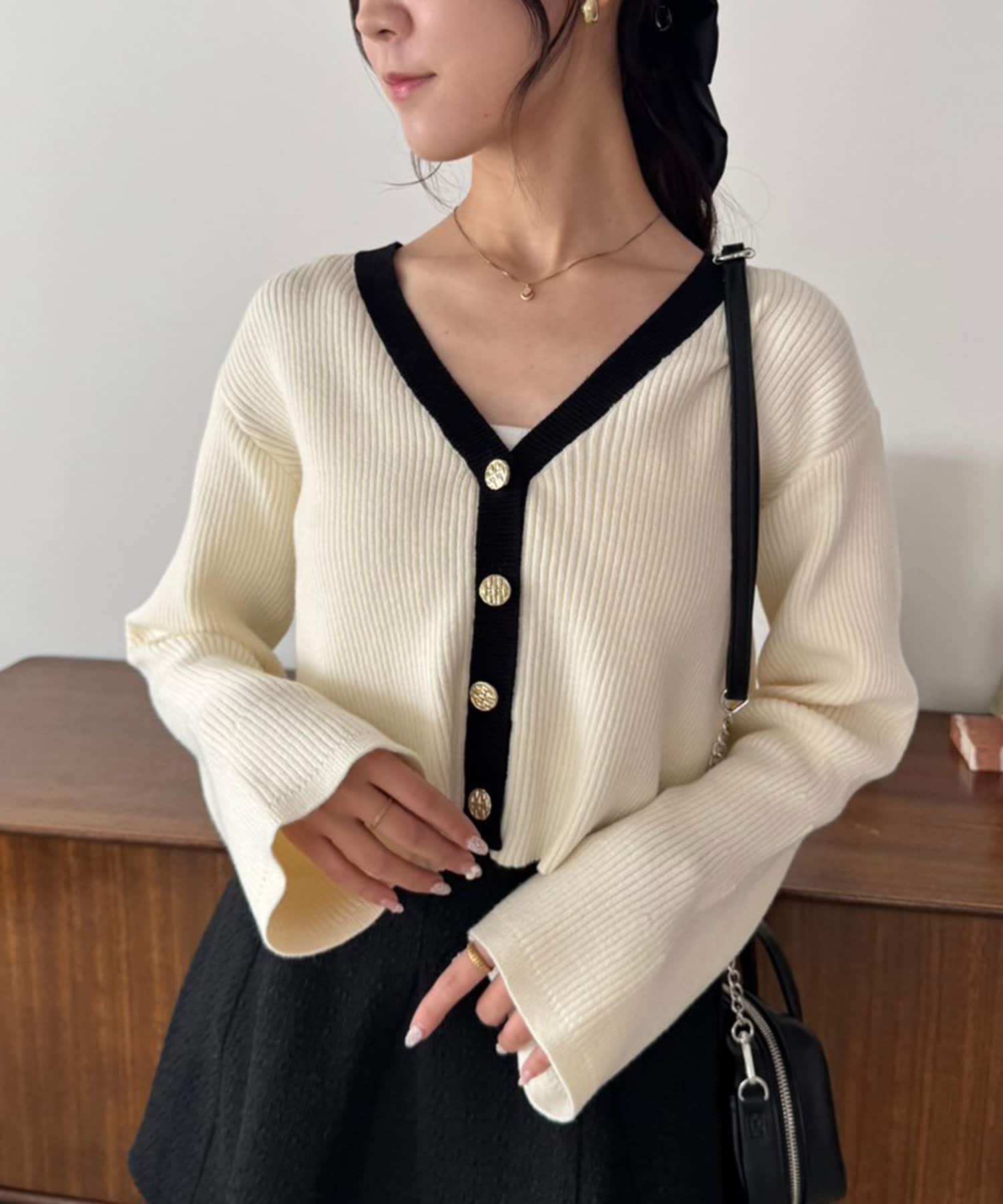 【美品】コーデ売り♡ドッキング ノースリーブオールインワン＆サマーカーディガン 美品】コーデ売り♡ドッキング ノースリーブオールインワン