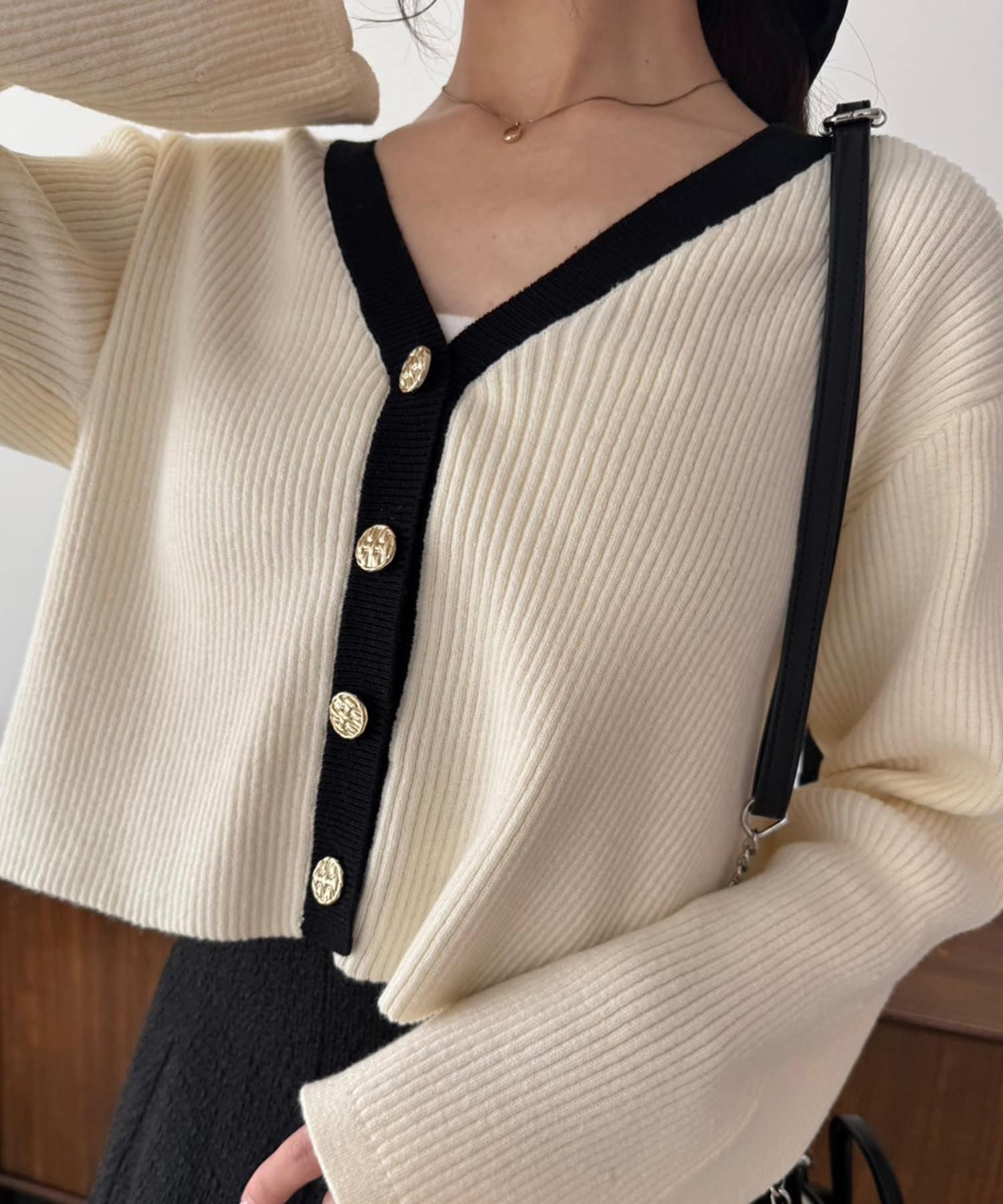 WEB限定】ゴールドボタンベル袖カーデ | one after another NICE CLAUP