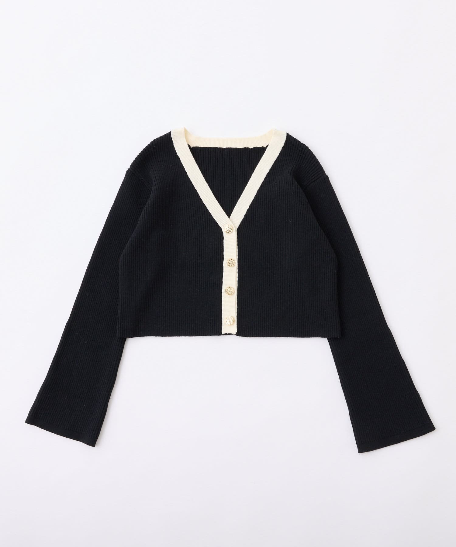 one after another NICE CLAUP(ワンアフターアナザー ナイスクラップ) 【WEB限定】ゴールドボタンベル袖カーデ