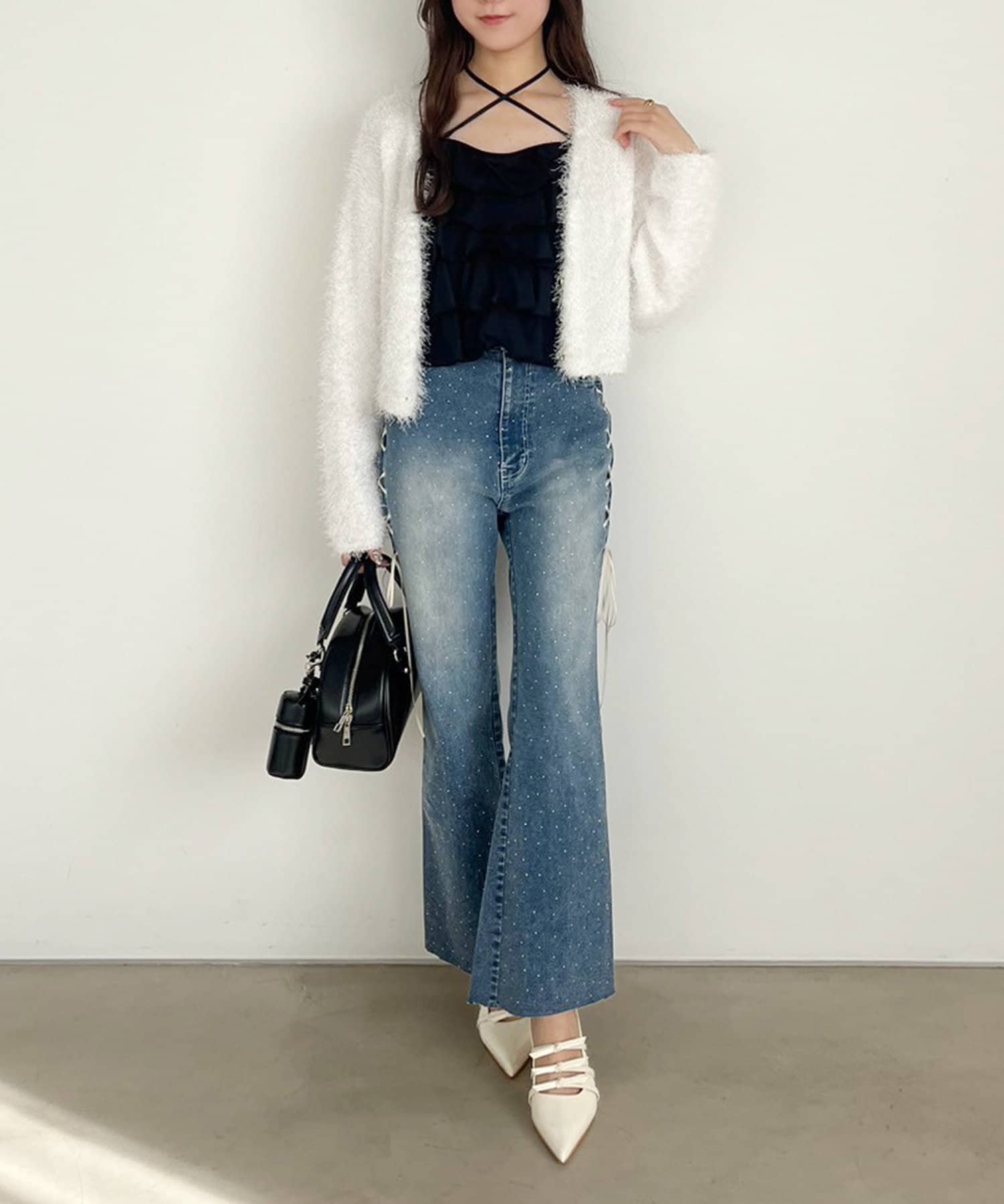 one after another NICE CLAUP(ワンアフターアナザー ナイスクラップ) レースアップデニムパンツ/SM展開