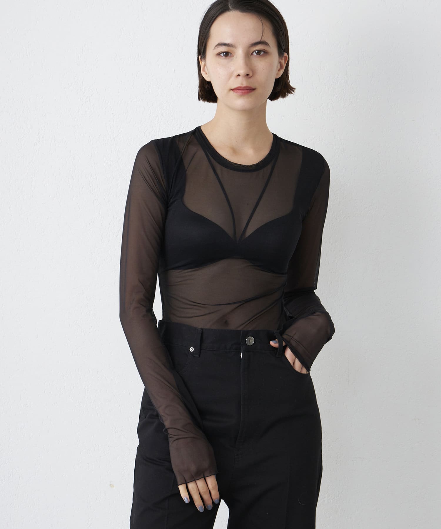 Whim Gazette(ウィム ガゼット) レディース 【NICENICE MOMENT】MESH LS SHELL ブラック