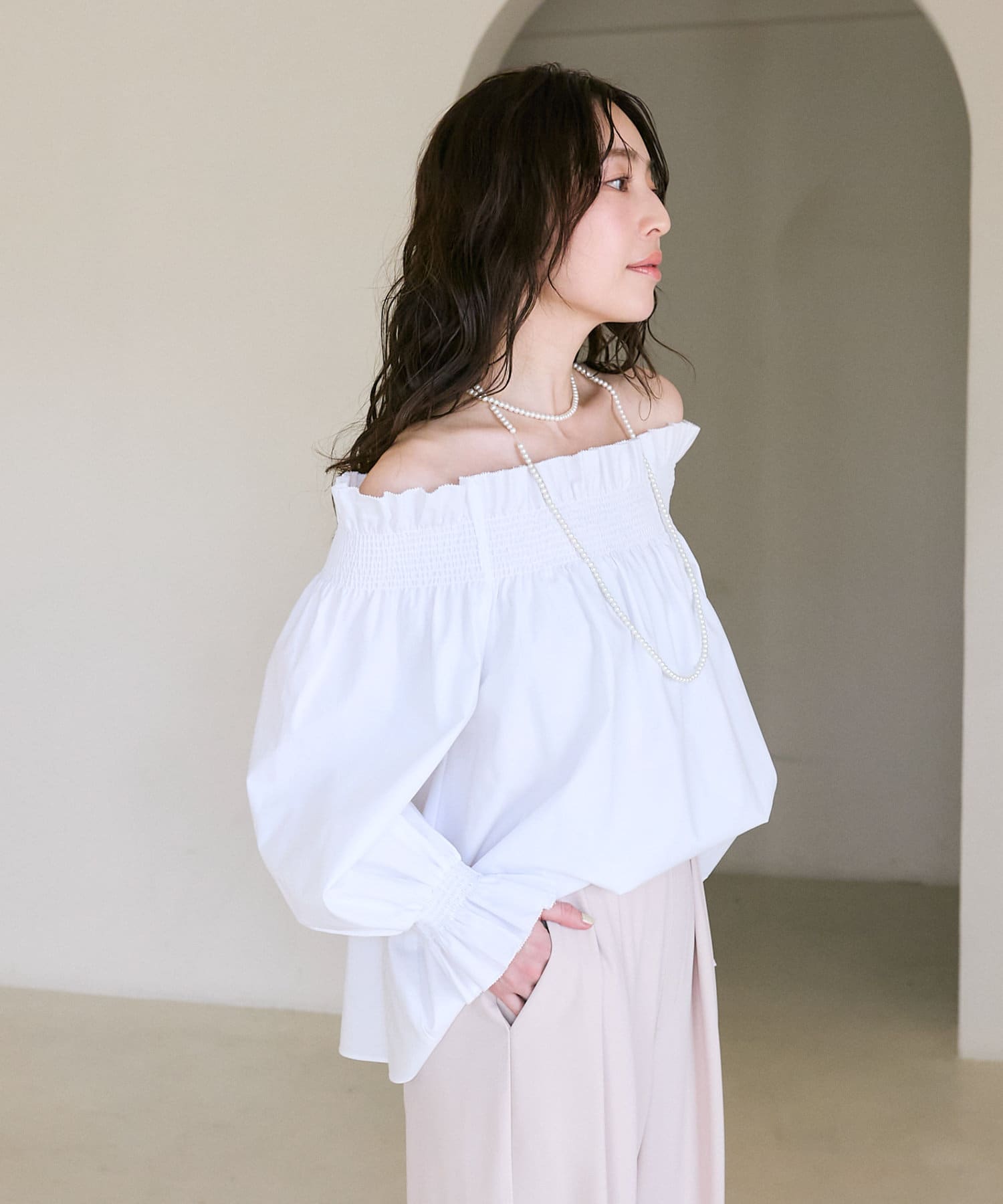 La boutique BonBon バルーンスリーブオフショルブラウス La boutique Bonbon ブラウス シャツ バルーンスリーブ
