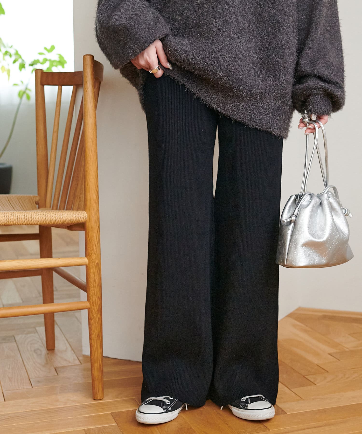 【美品】cloth&cross / リブニットパンツ バイパチリブニットパンツ/AMERICAN HOLIC（アメリカンホリック