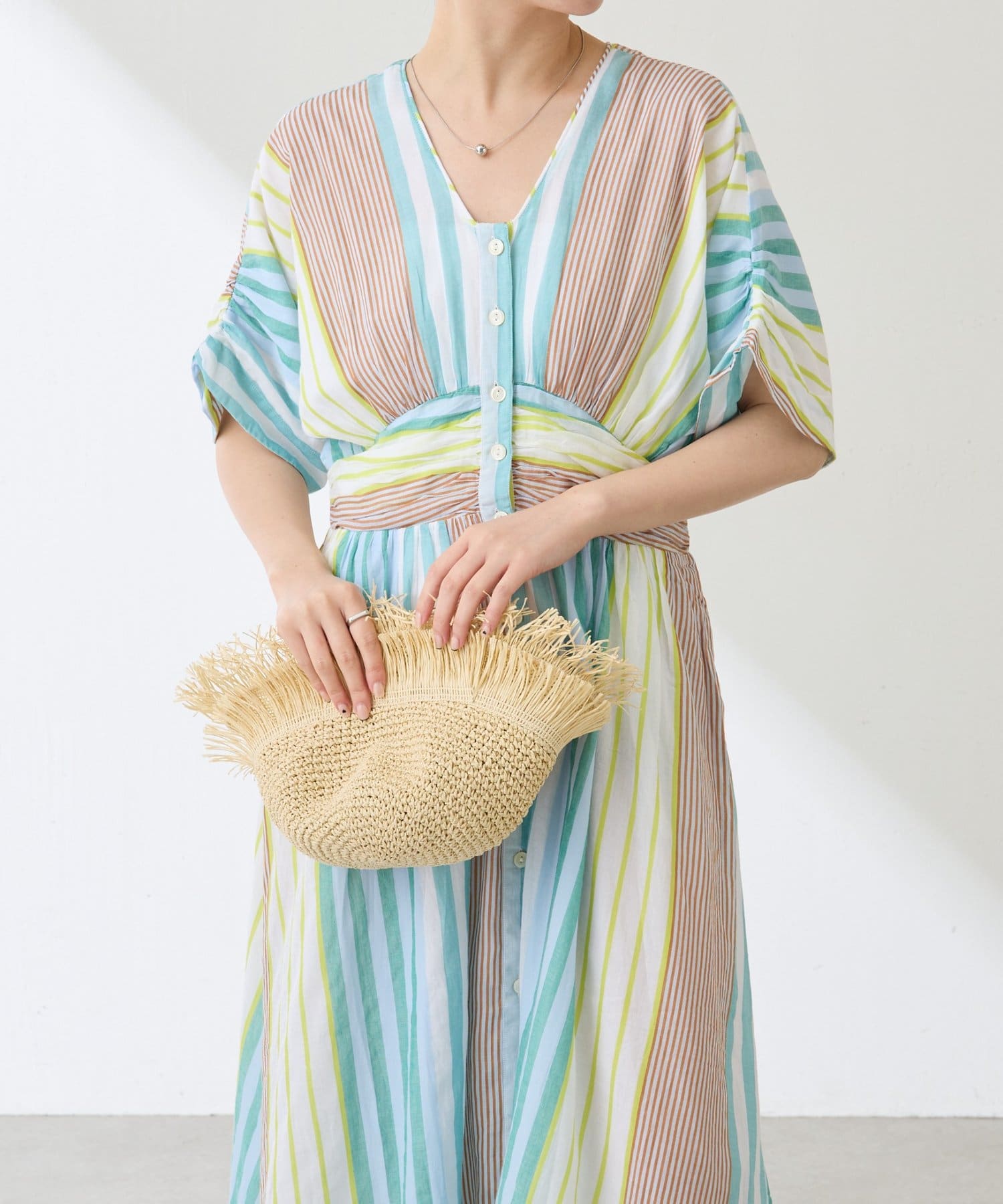 完売品　ヌキテパ　ワンピース　ギャザーワンピース ◇【WEB限定】【ne Quittez pas/ヌキテパ】プリントギャザー