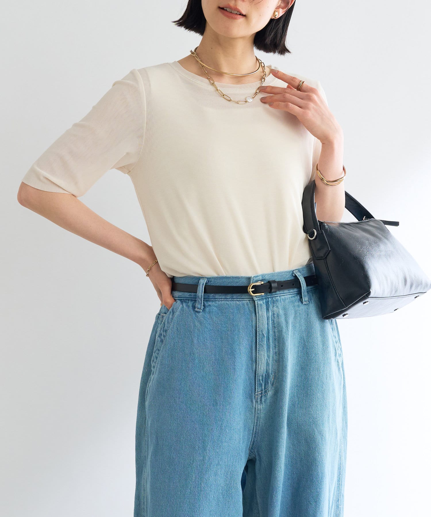 un dix cors(アンディコール) 《軽く滑らかな極上の肌触り》マイクロチュールTシャツ