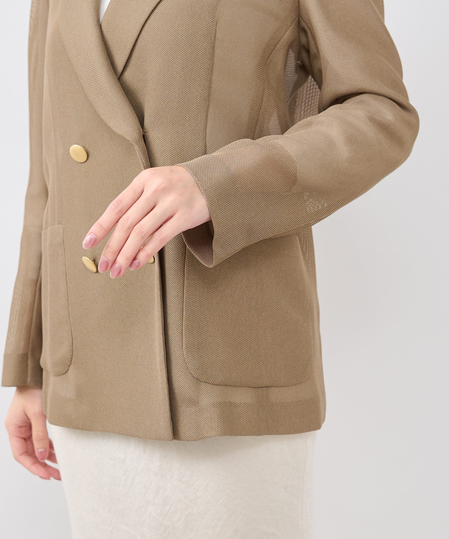La boutique BonBon(ラブティックボンボン) 【完売カラー再追加！スタッフmiki監修】メッシュメタルボタンライトジャケット