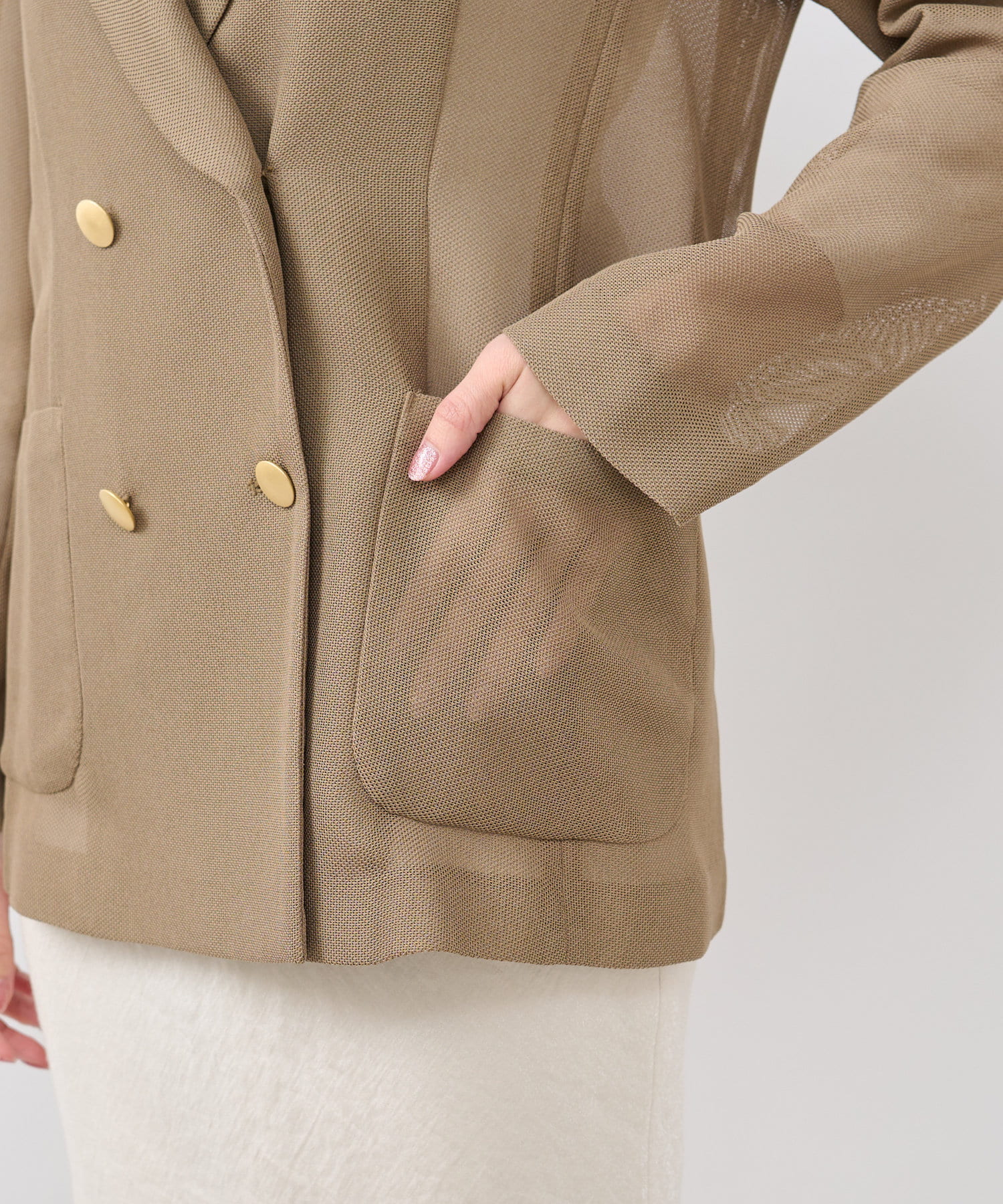 La boutique BonBon(ラブティックボンボン) 【完売カラー再追加！スタッフmiki監修】メッシュメタルボタンライトジャケット