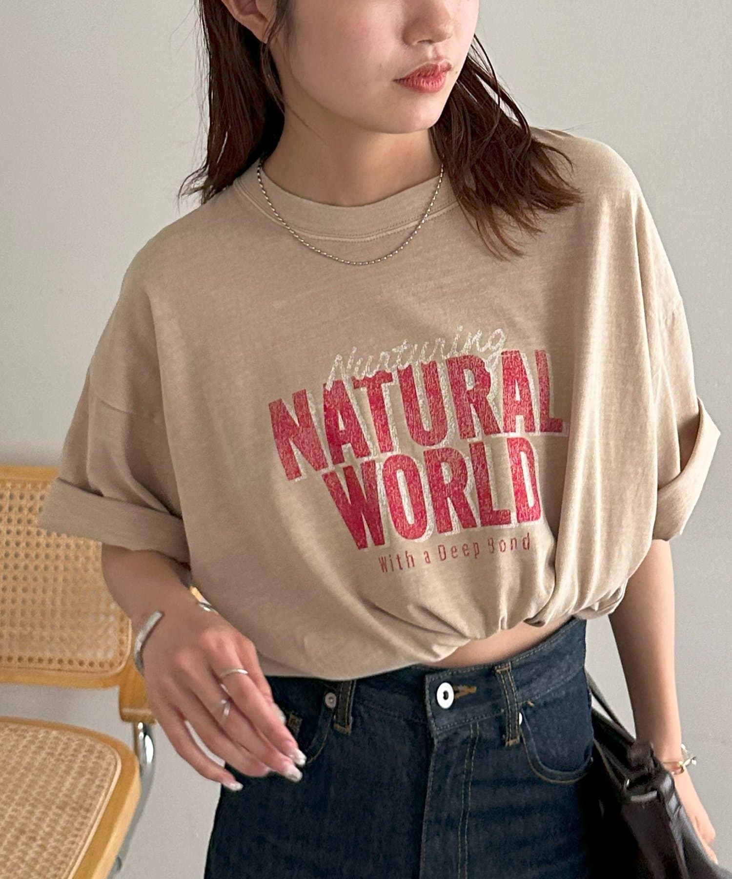 tシャツ ピグメントロゴTシャツ レディース BAYFLOW tシャツ 「ヴィンテージ感漂う風合い」ピグメントロゴ
