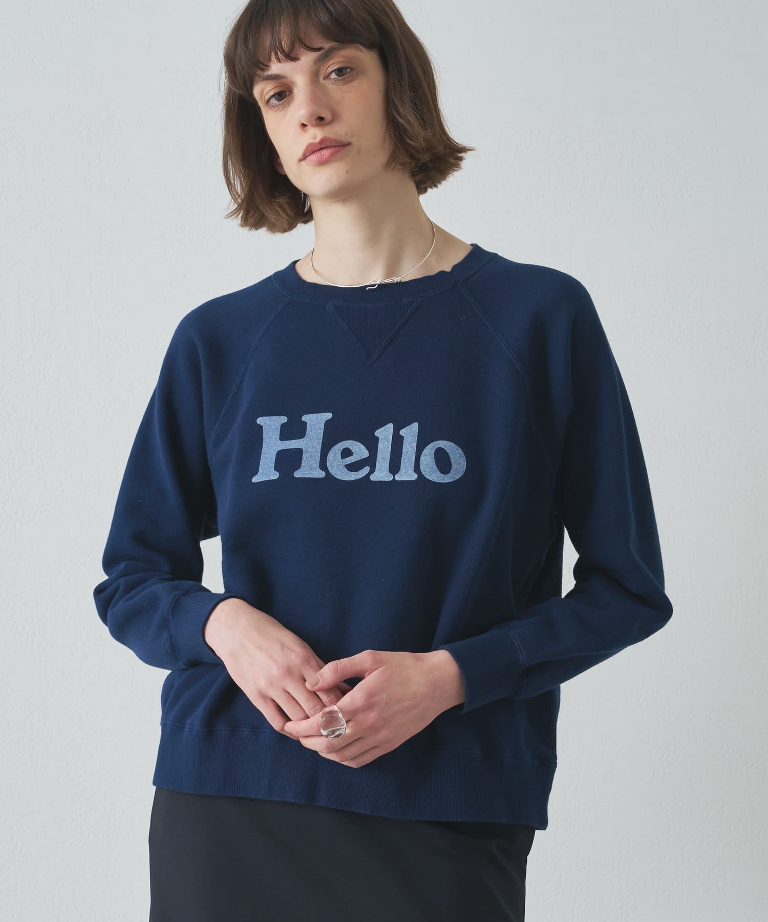 Drawing Numbers(ドローイングナンバーズ) レディース MADISONBLUE / HELLO SWEAT L/S URAKE DYED ネイビー