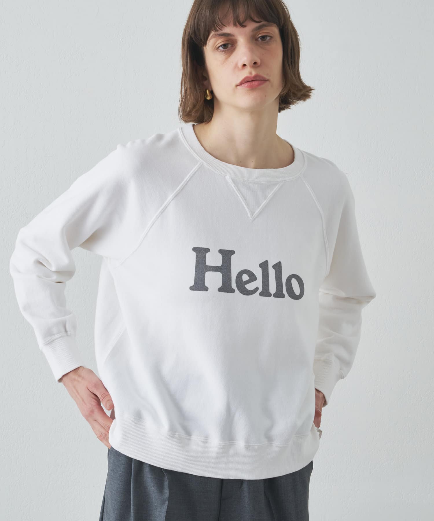 Drawing Numbers(ドローイングナンバーズ) レディース MADISONBLUE / HELLO SWEAT L/S URAKE DYED ホワイト